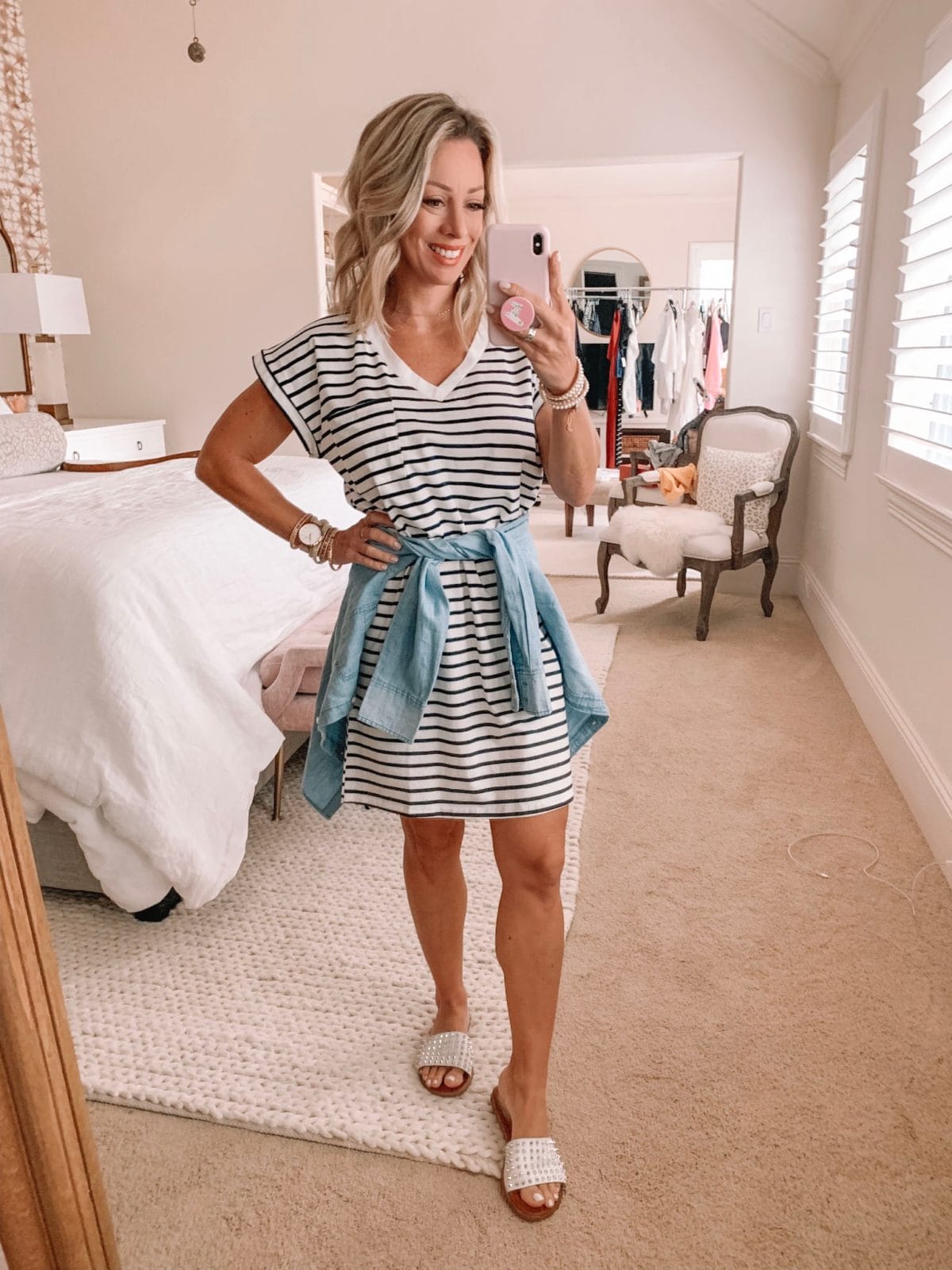 Amazon Fashion Haul - Stripe T-Shirt Dress with studded Sandals