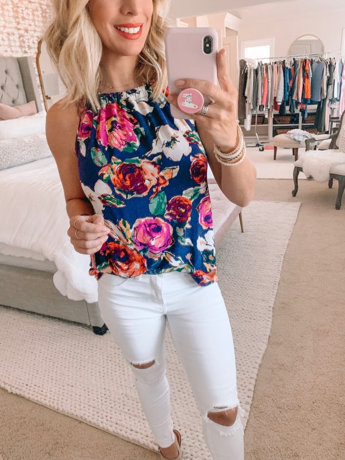 Dressing Room - Floral tank and white jeans