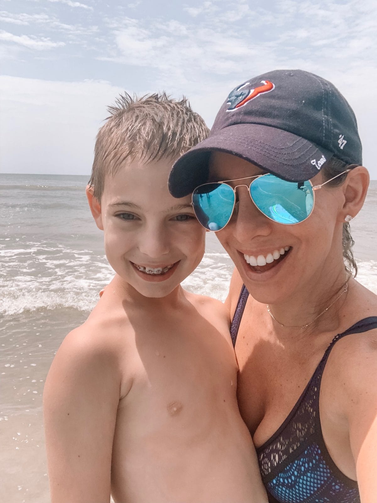 48 Hours in Galveston - mother-son swimming in the ocean