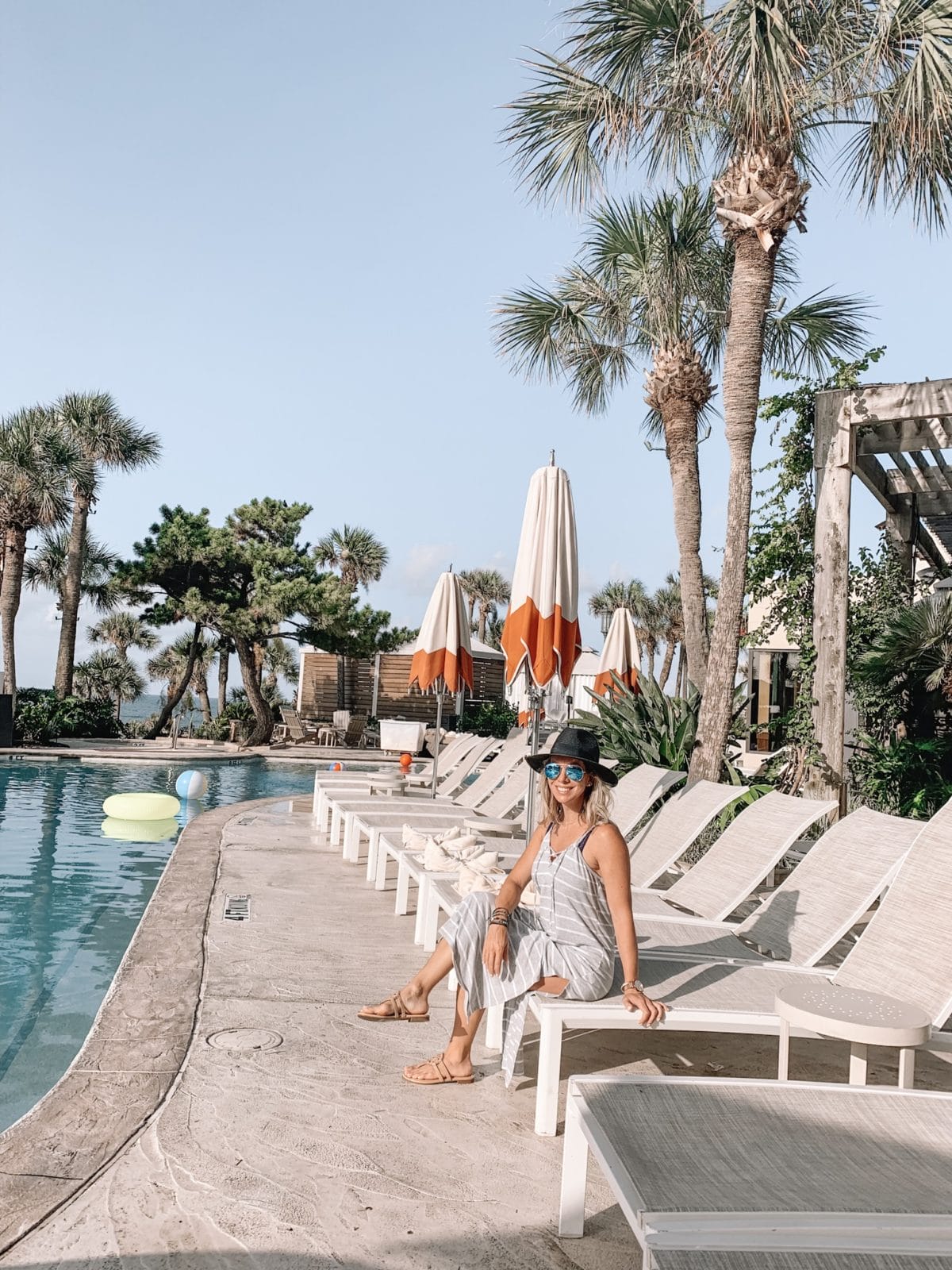 48 Hours in Galveston - grey maxi dress by the pool
