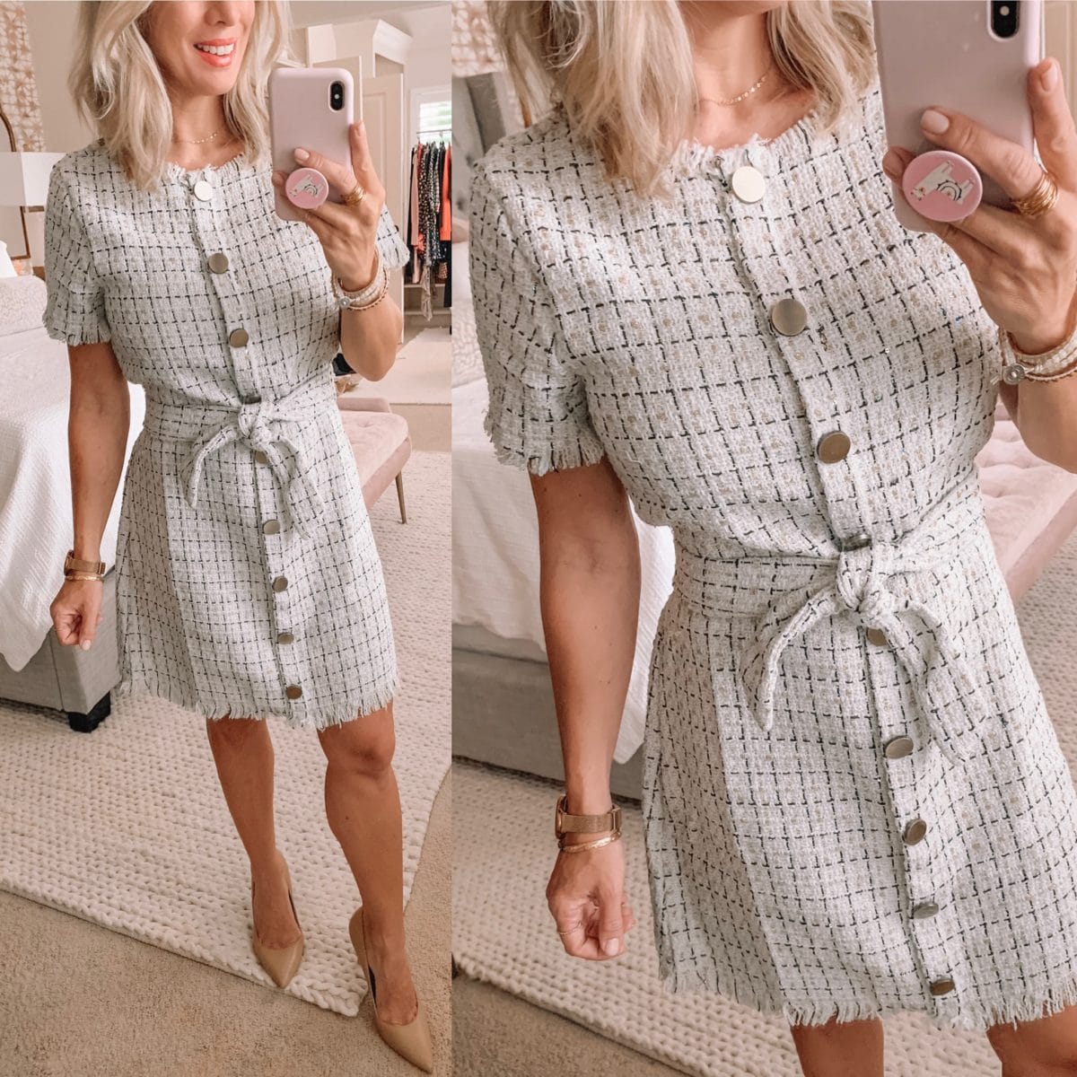 Button front tweed dress from Amazon