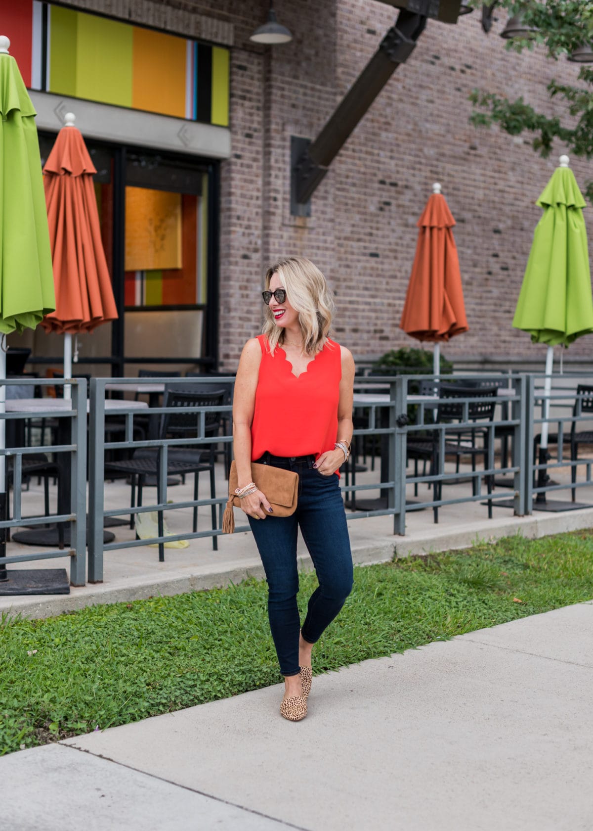 Scalloped Top With Jeans 