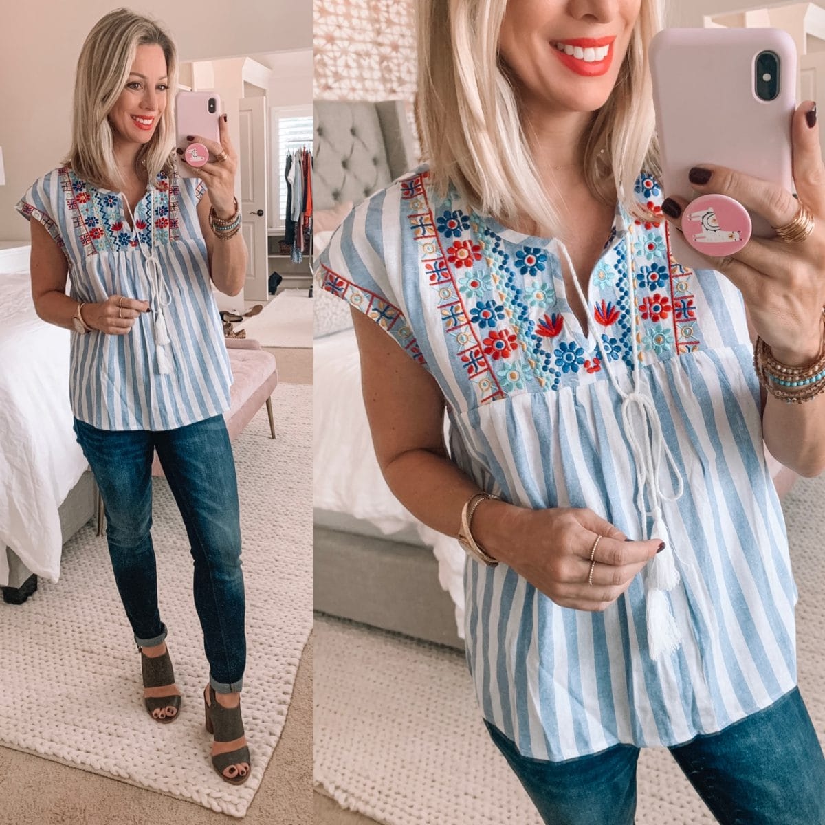 Amazon Striped Embroidered Shirt 