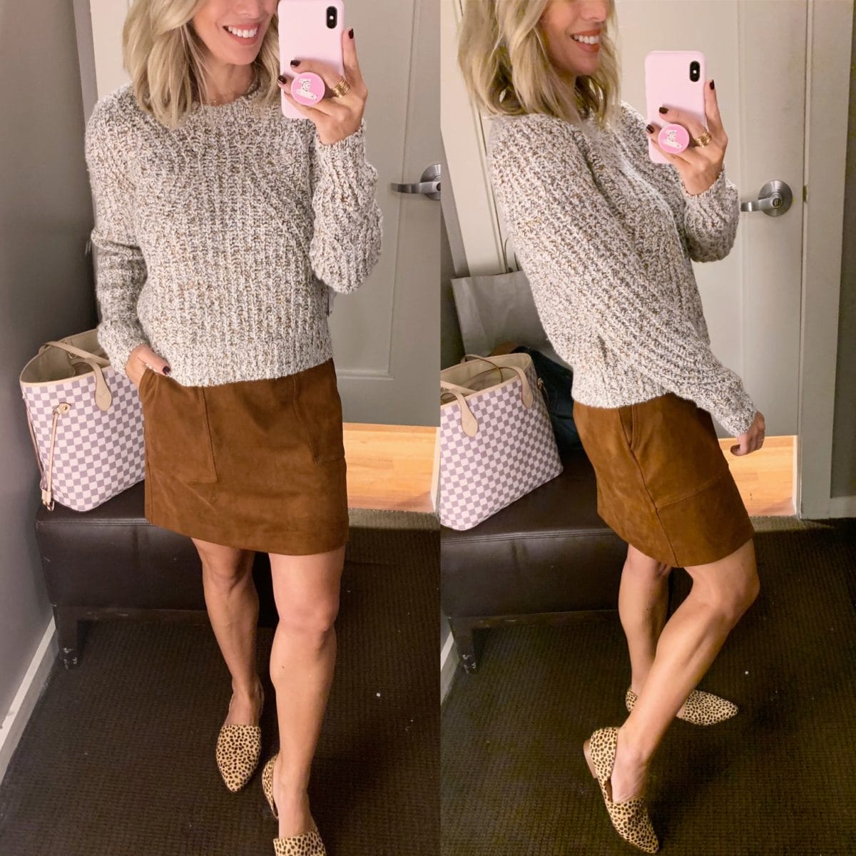 sweater and corduroy skirt 