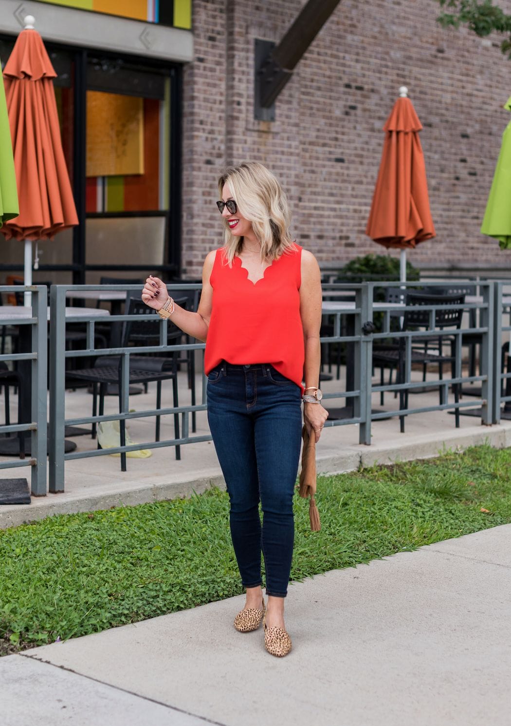 Scalloped Top With Jeans 