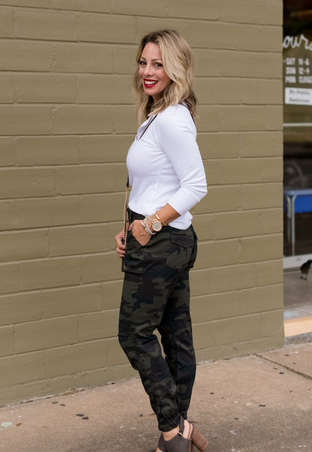 White Top With Camo Pants 