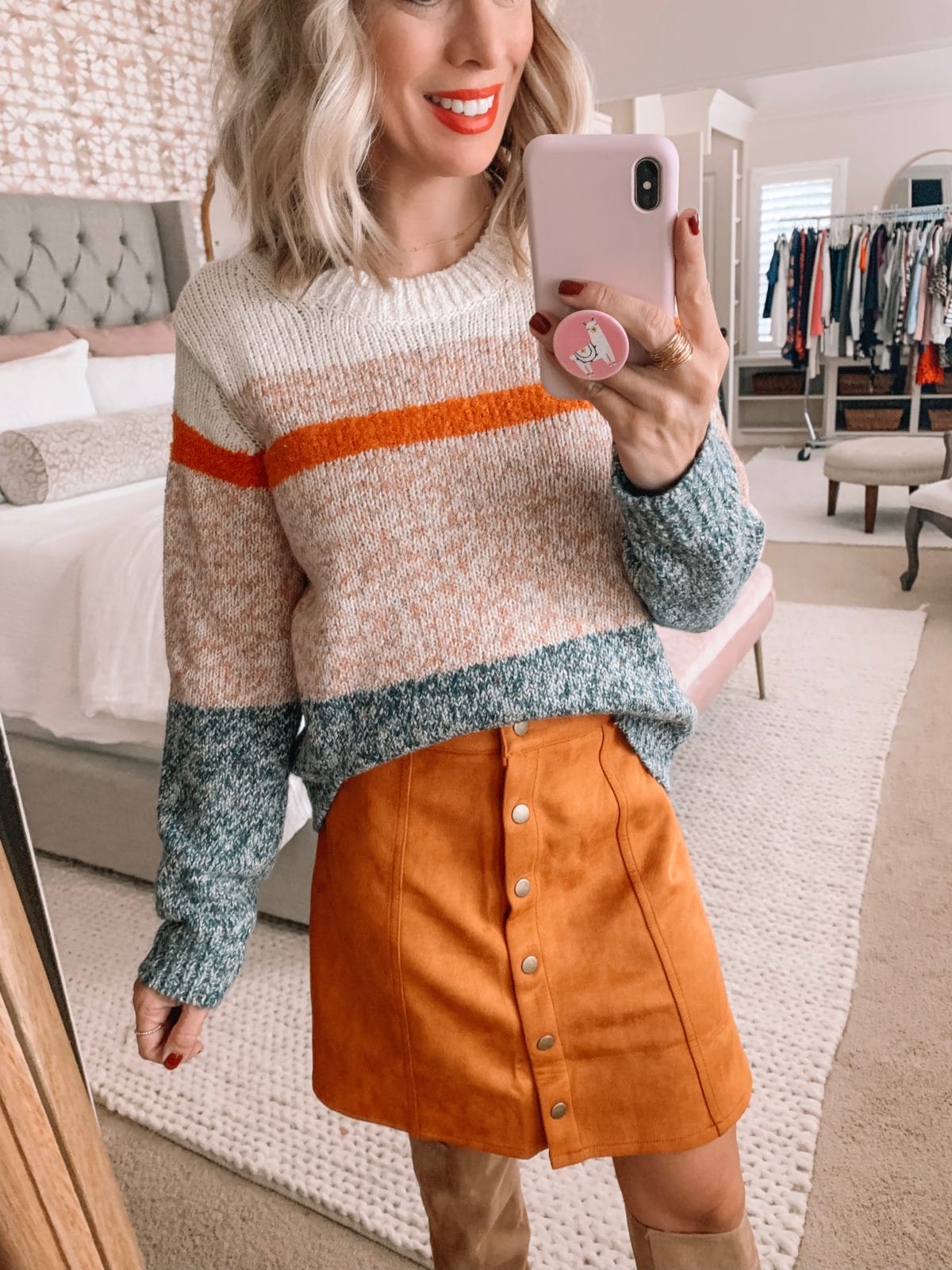 Amazon Prime Fashion- Sweater and Corduroy Skirt 