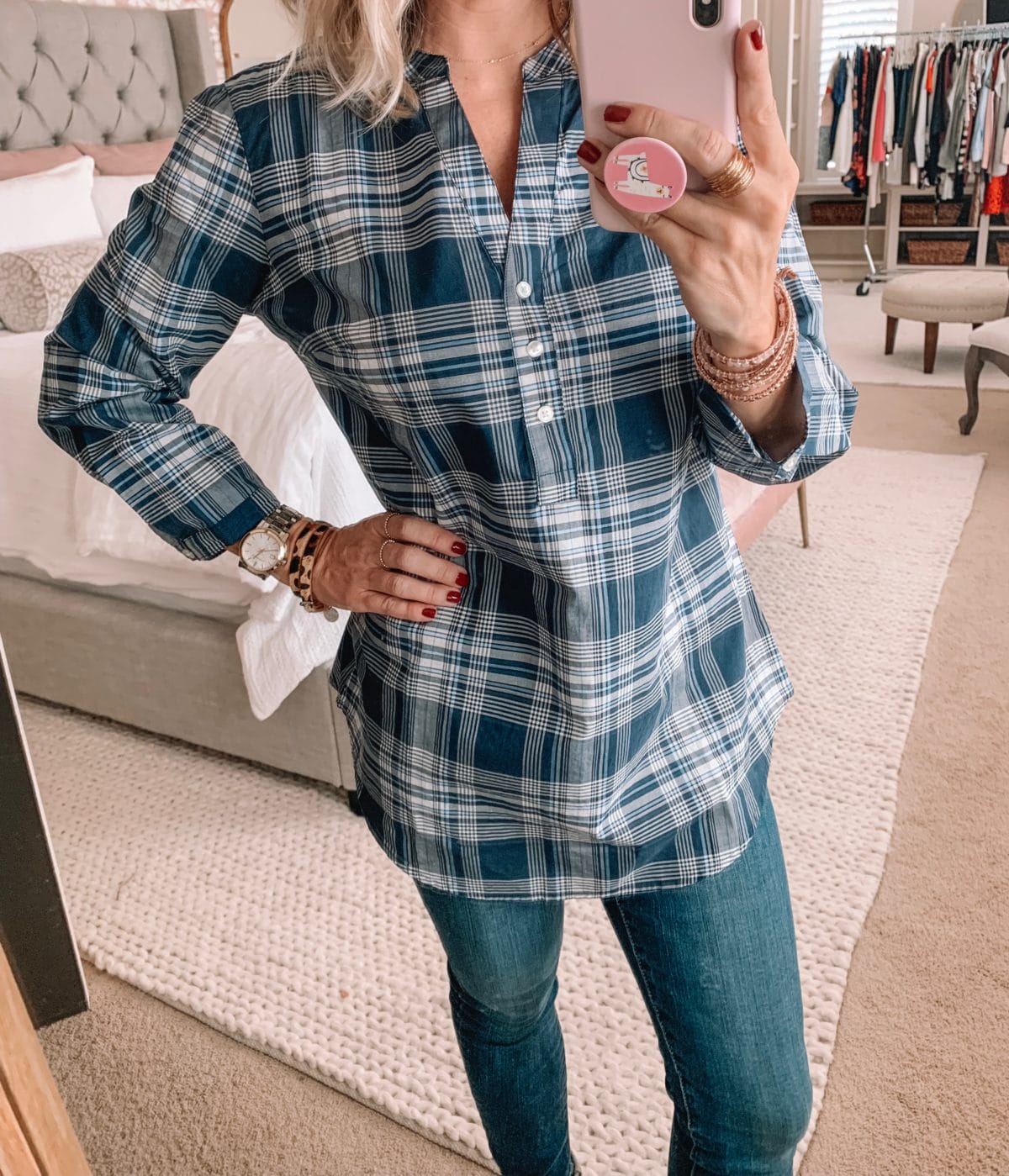 Amazon Prime Fashion- Plaid Top and Jeans 