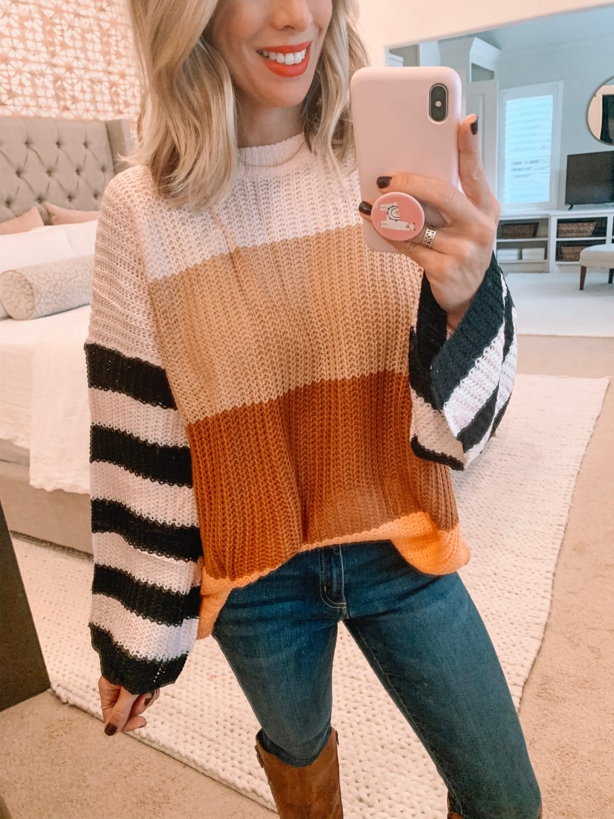 Amazon color block sweater 