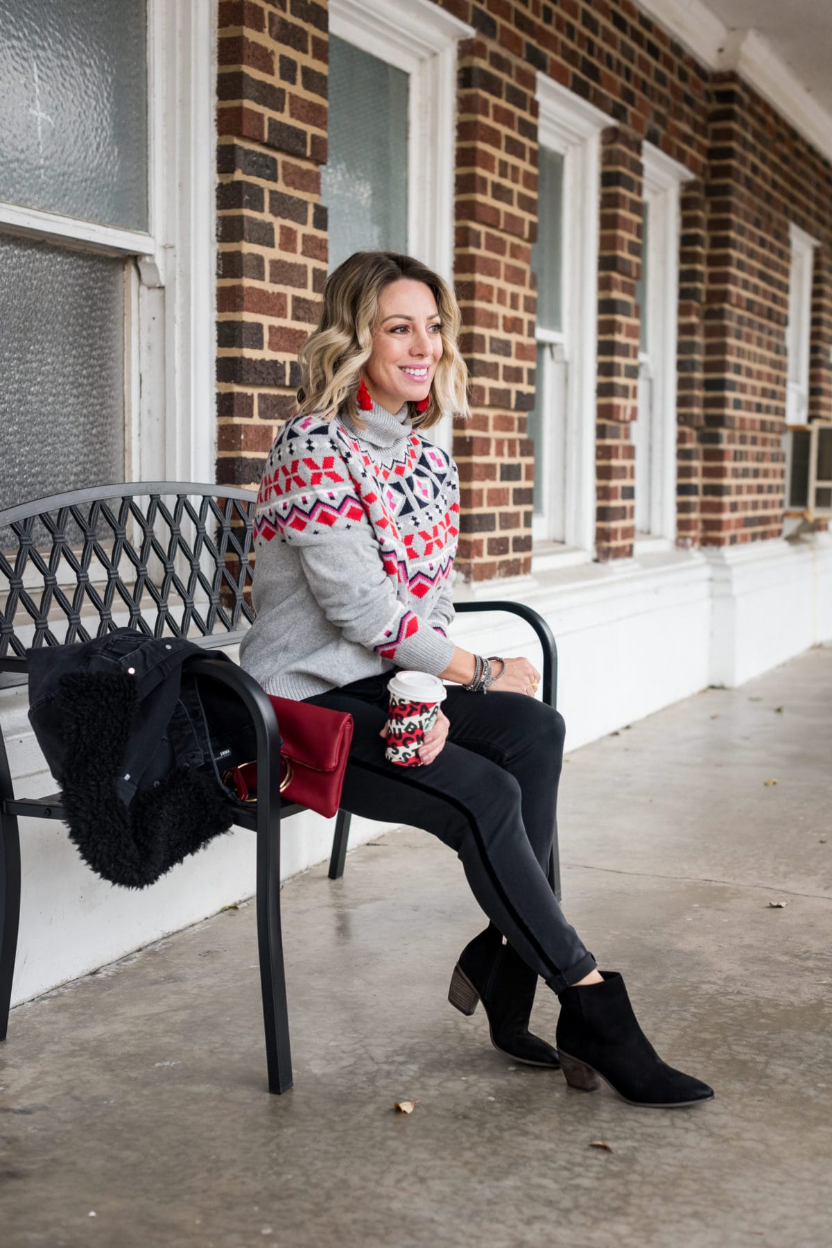 Winter outfit - fair isle sweater and jeans 