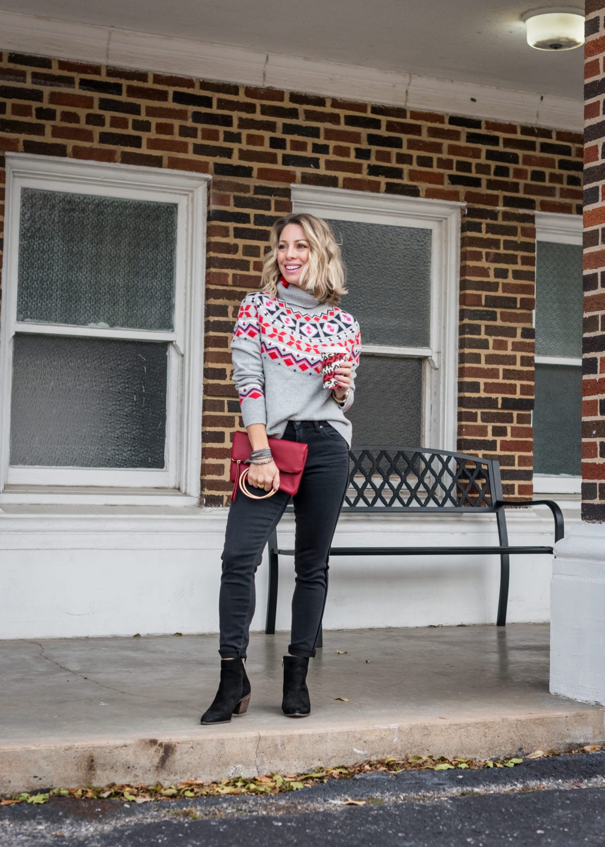 Winter outfit - fair isle sweater and jeans
