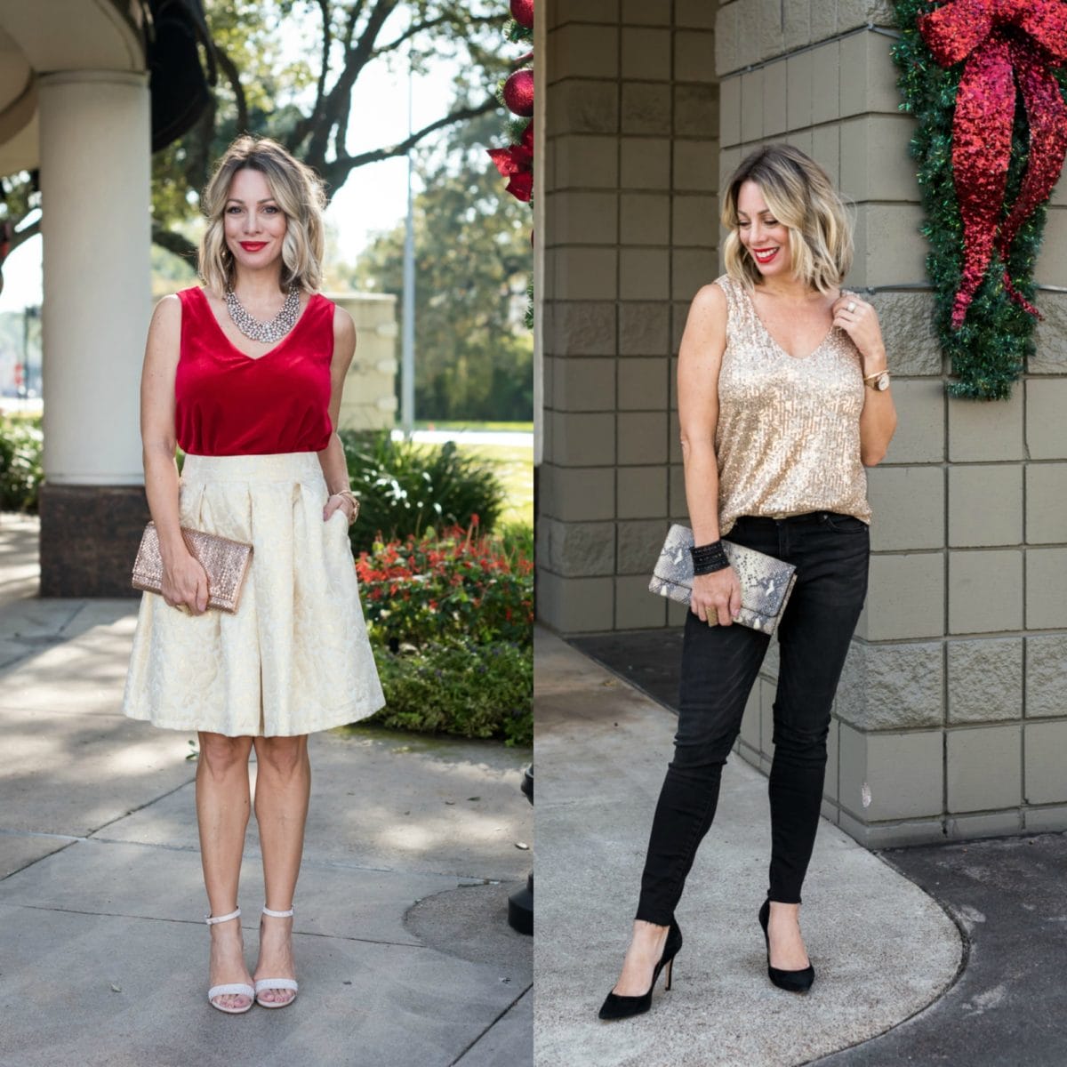 two holiday party outfits