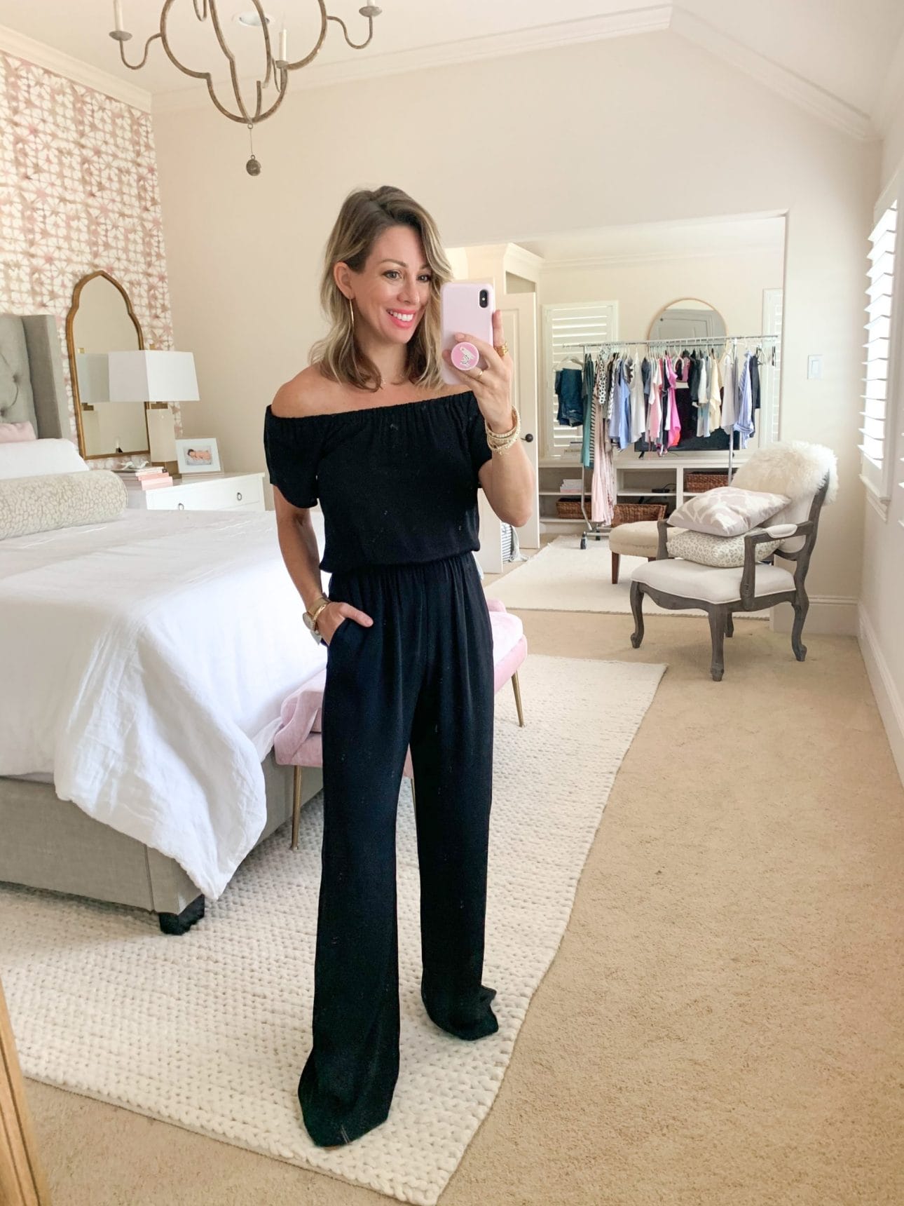 Spring and Summer Outfit, Off the Shoulder Jumpsuit 