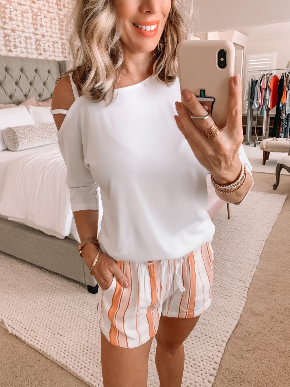 Amazon Fashion Finds, One Shoulder Strappy Top, Striped Shorts