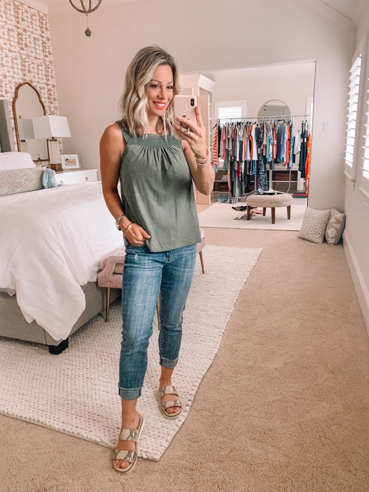 crochet top and jeans