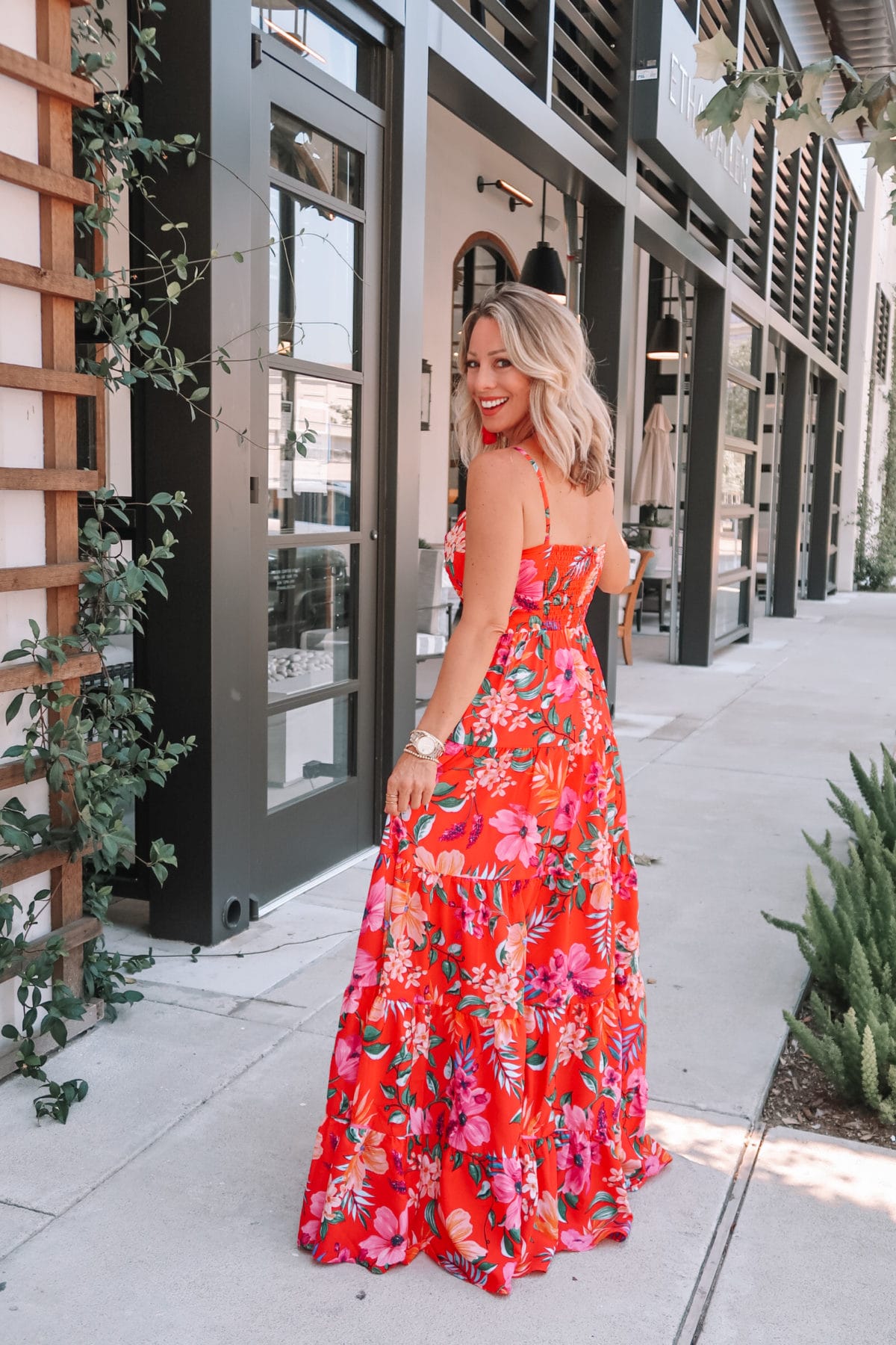 Red Floral Maxi Dress 