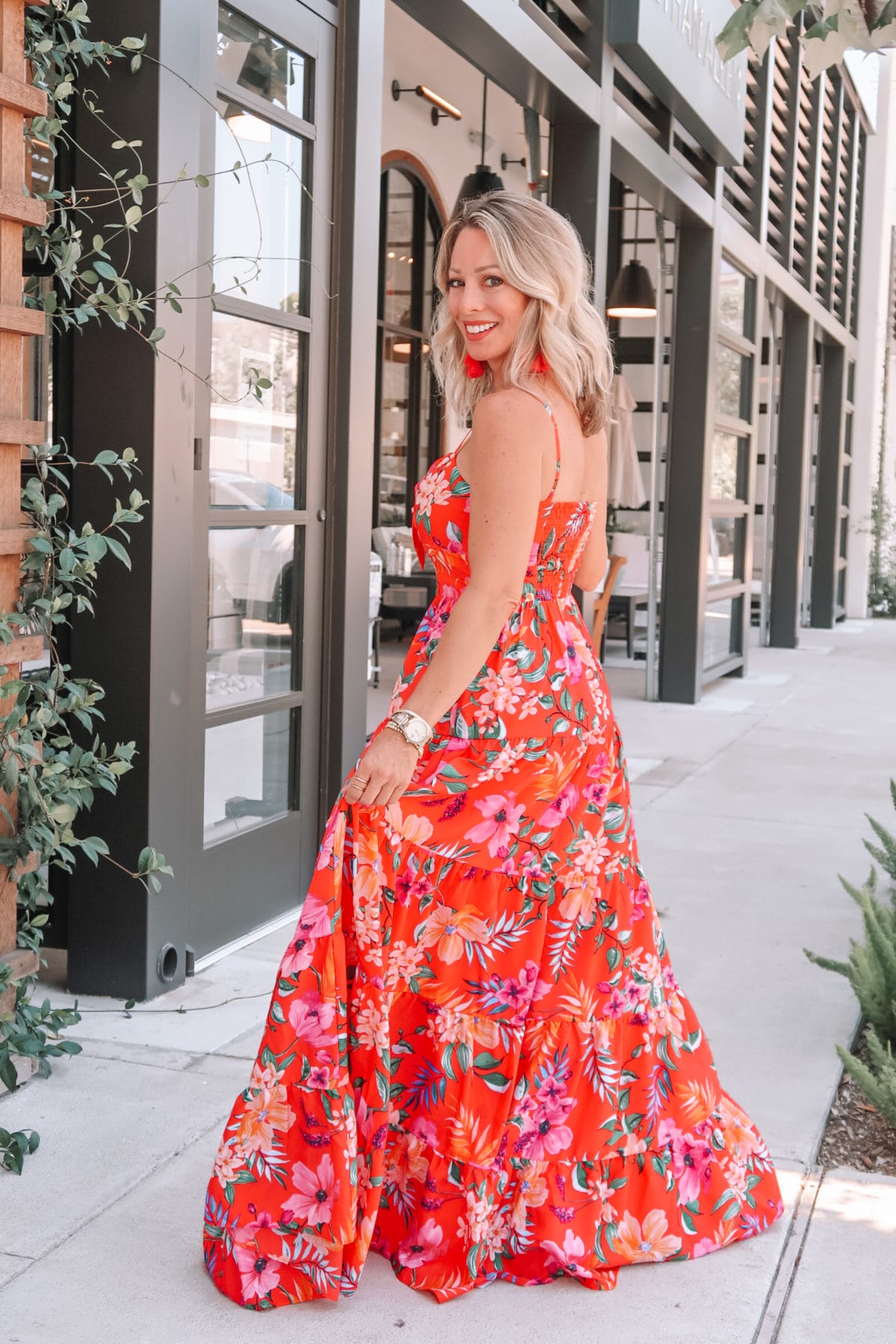 Outfit Roundup, Nordstrom Red Floral Maxi Dress