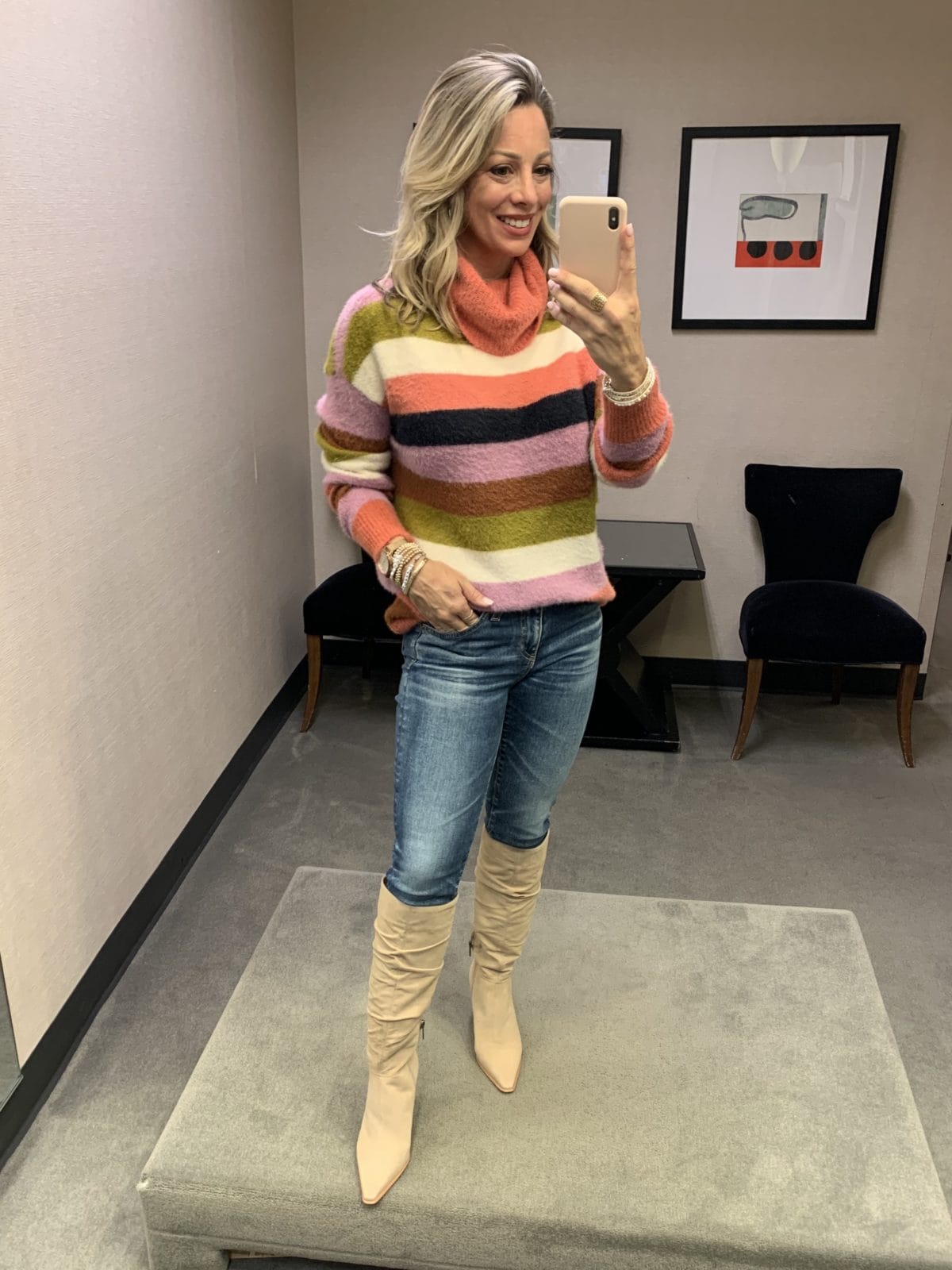 Nordstrom Anniversary Sale 2020 striped sweater jeans and boots