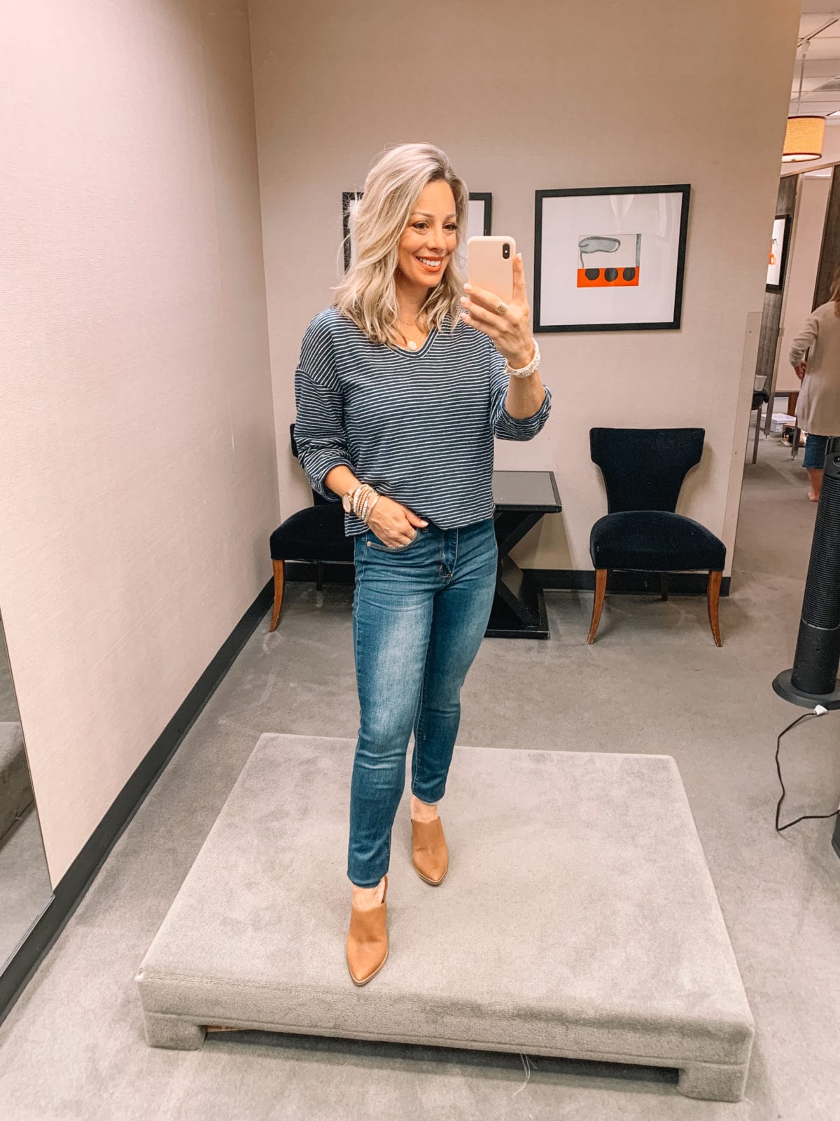 Nordstrom Anniversary Sale - jeans booties and striped top