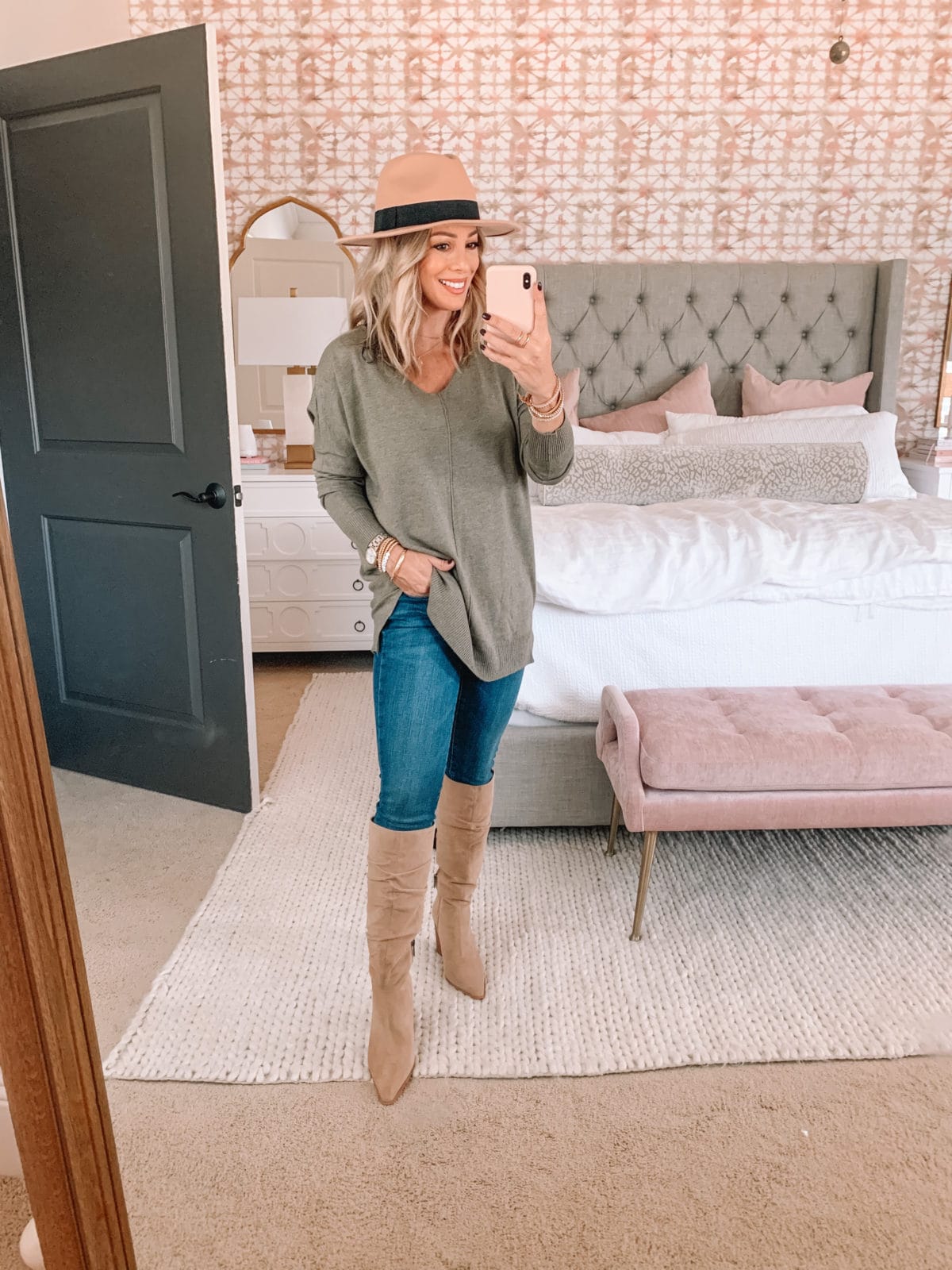 Amazon Fashion Faves, Sweater, Jeans, Knee High Boots, Hat