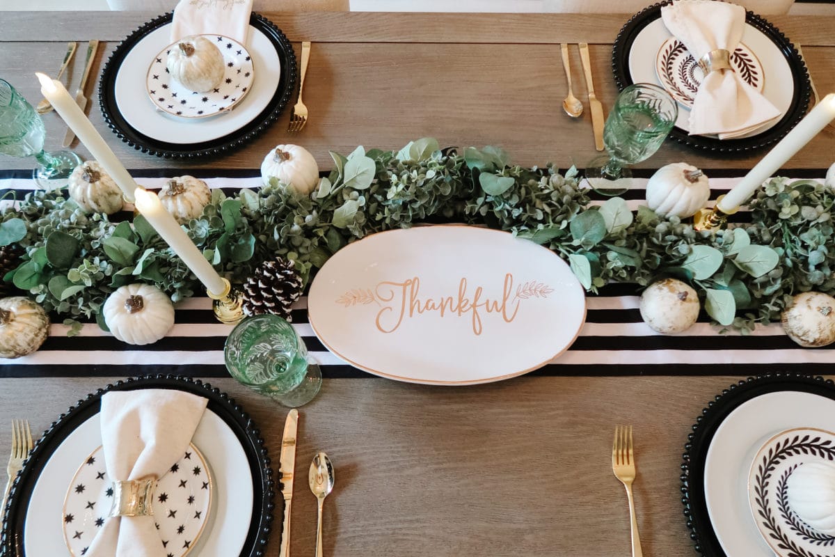 Simple Modern Black and Gold Christmas Tablescapes - Home with