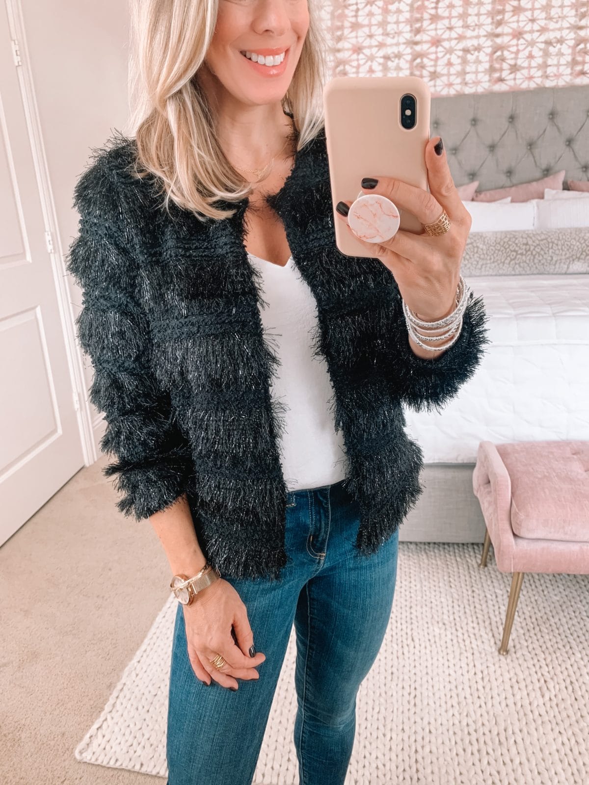 fuzzy jacket for evening out- Gibson Glam