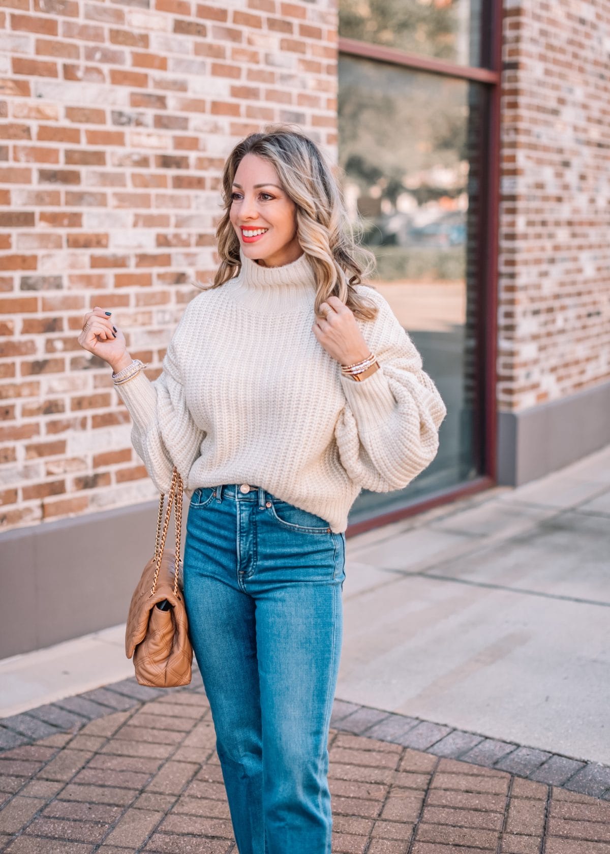 Express Fashion, Balloon Sleeve Sweater, Jeans