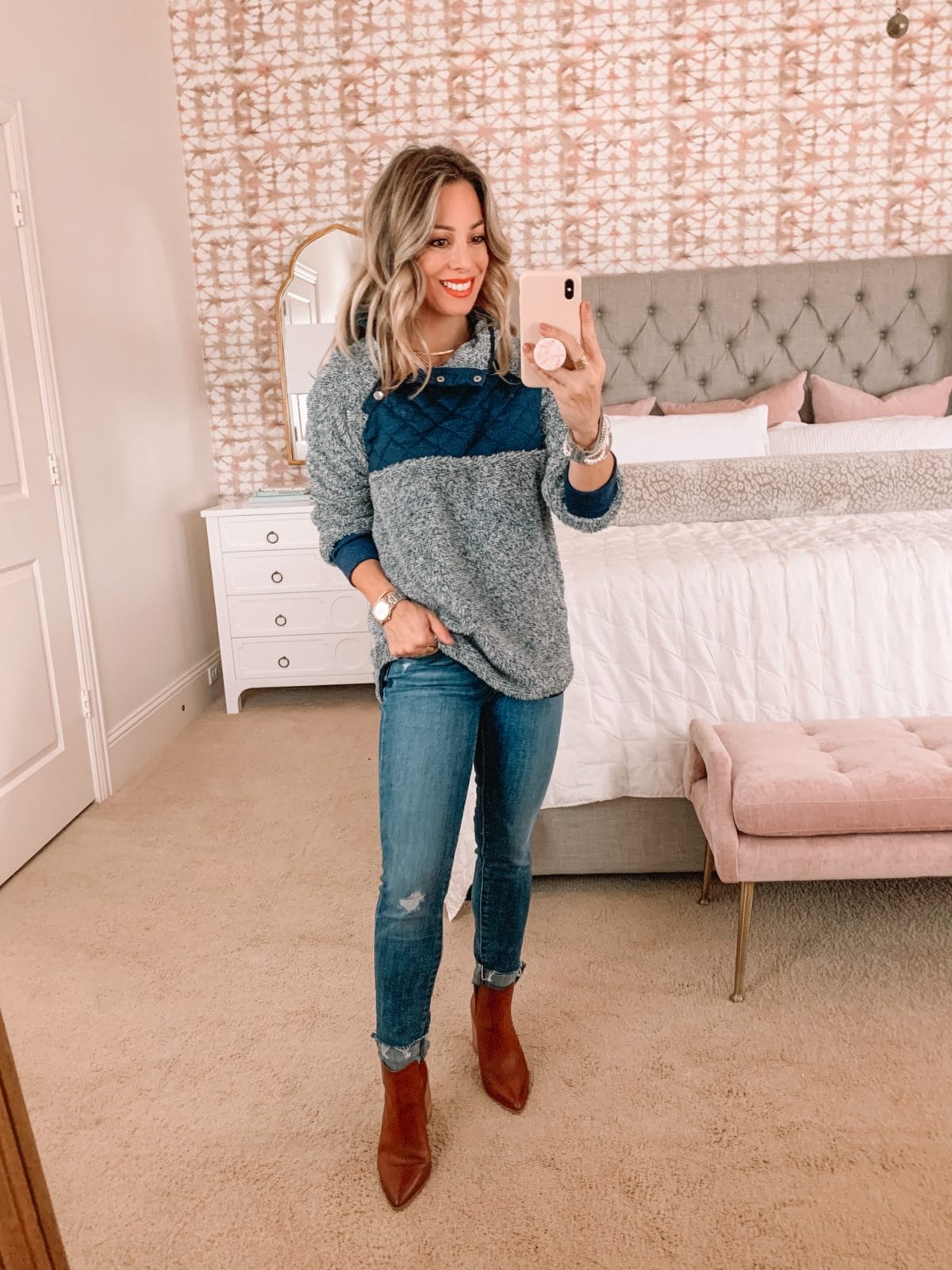 Amazon Fashion Faves, pullover, jeans, booties 