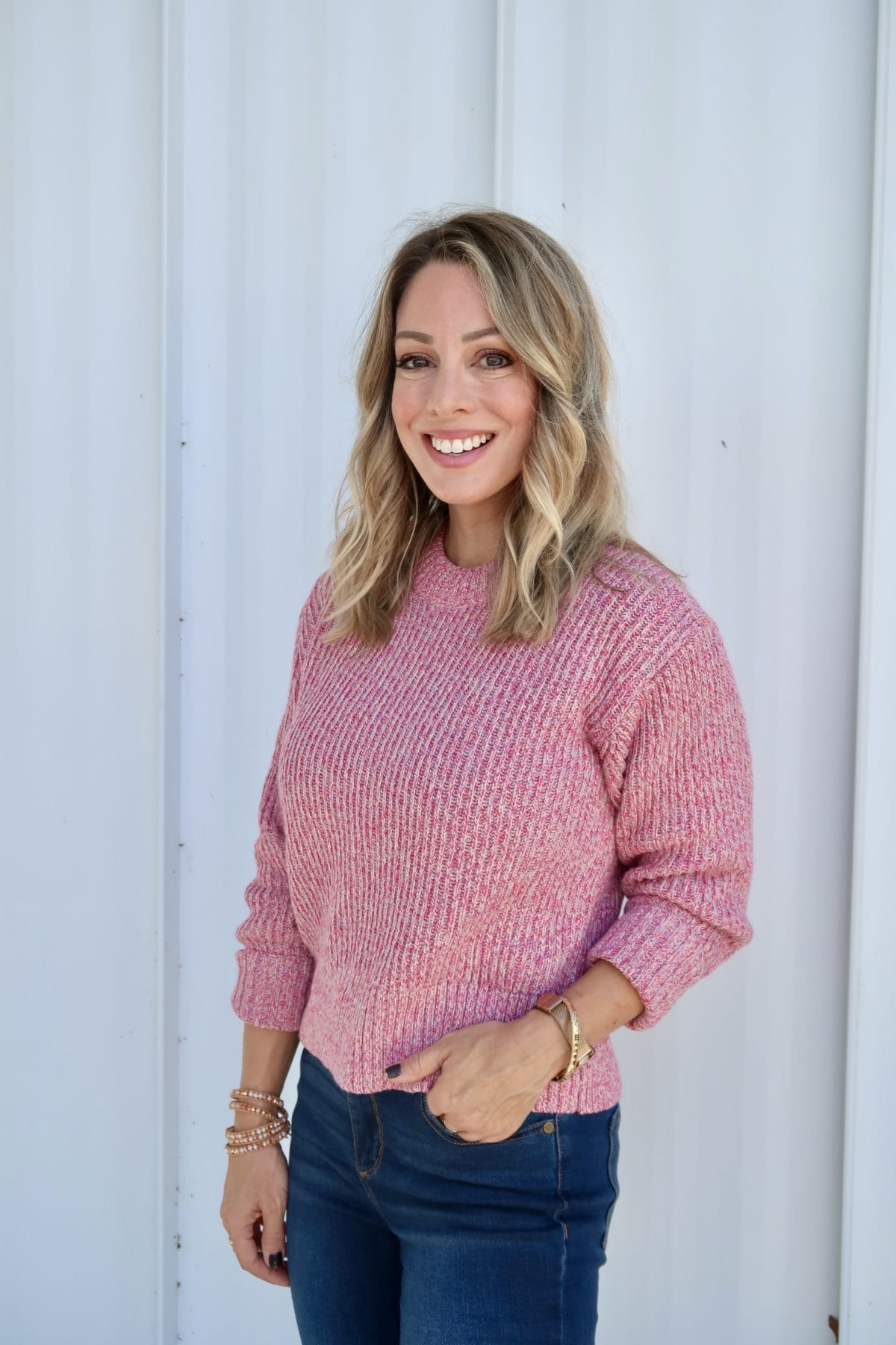 Walmart Fashion Finds, Pink Sweater, Jeans