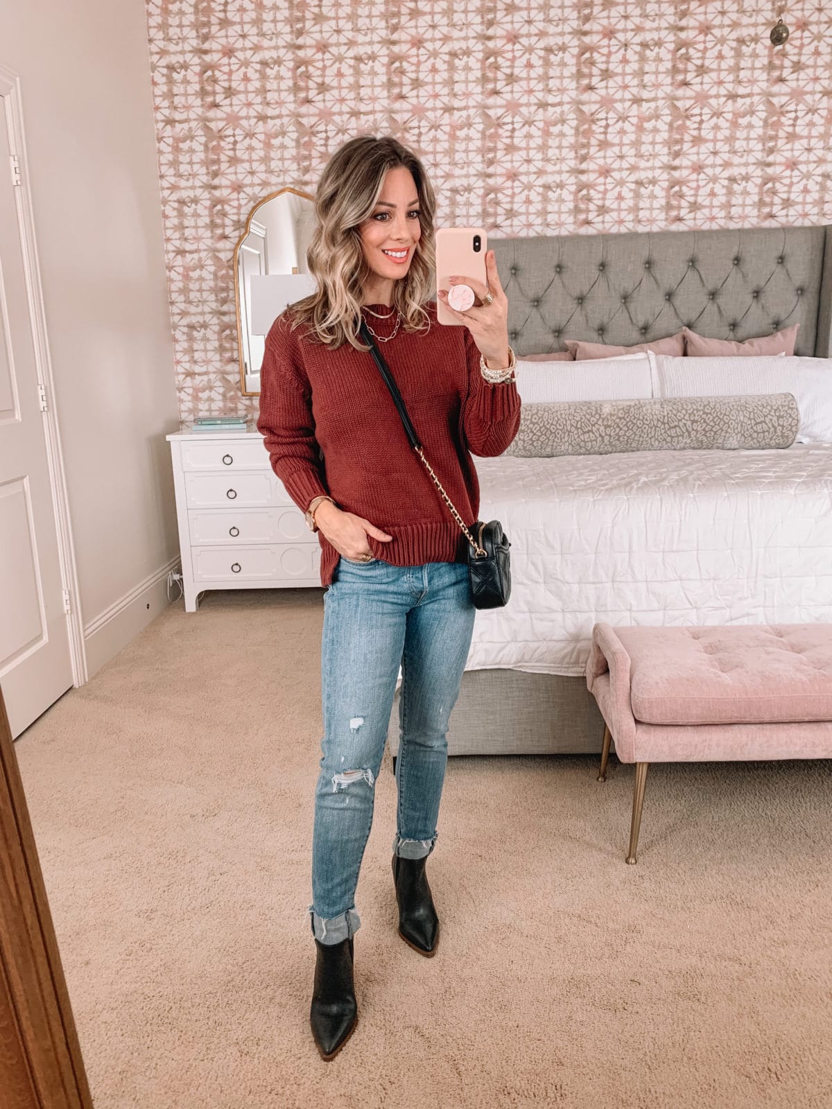 Amazon Fashion Faves, Sweater, Jeans, Booties, Crossbody Bag 