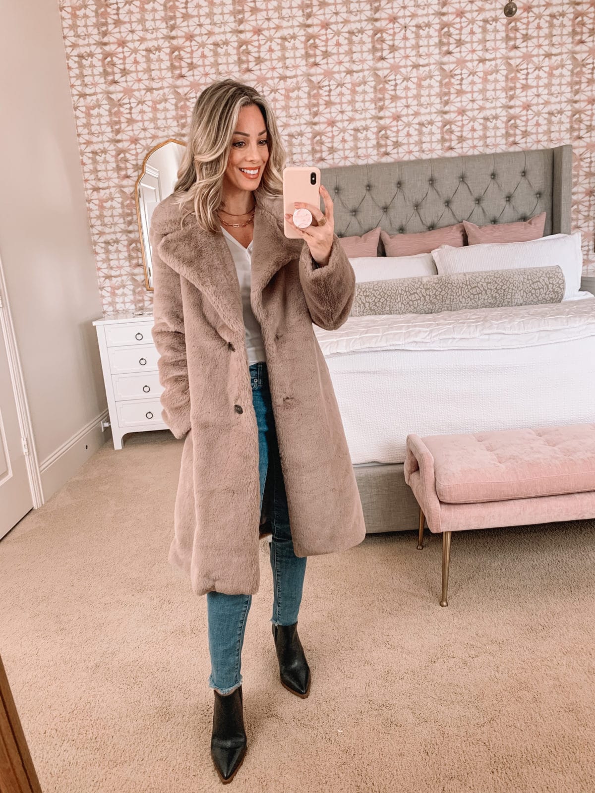 Amazon Fashion Faves, Henley Tee, Jeans, Coat, Booties 