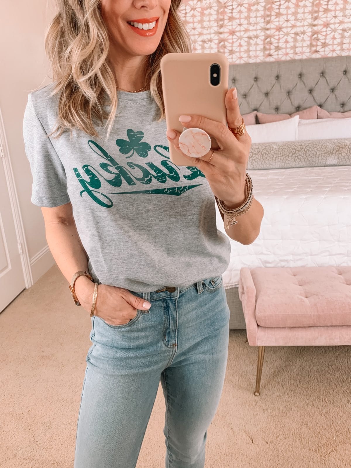 Amazon Fashion Faves, Lucky tee, Jeans, Booties 