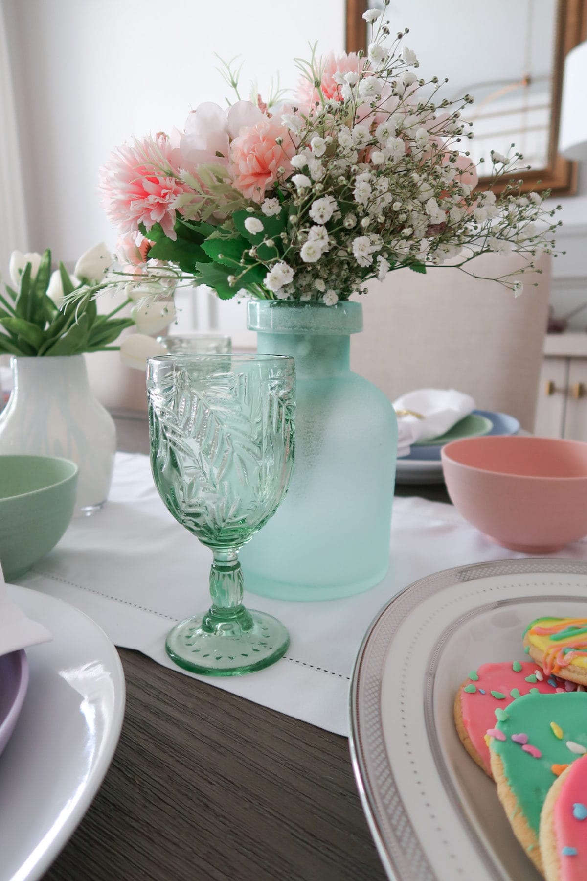 Spring Decor, Drinking Glasses, Faux Flowers 