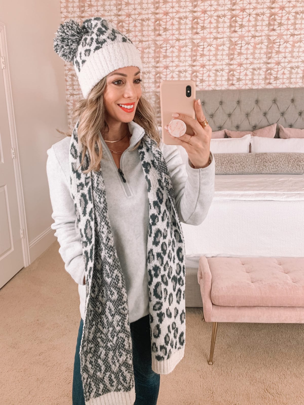 Amazon Fashion Faves, Pullover, Leopard Hat, Leopard Scarf