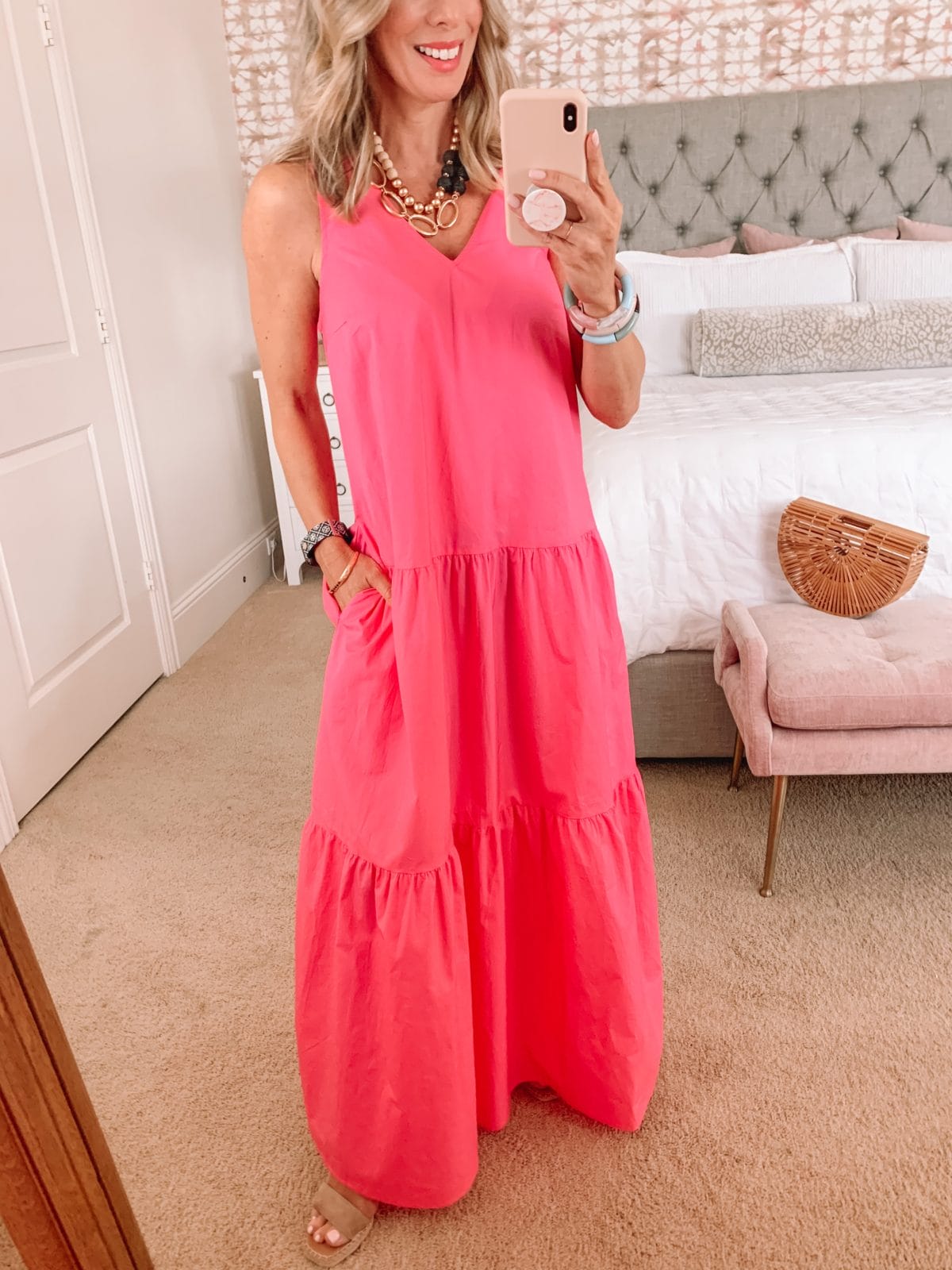 Dressing Room Finds, Target Maxi Dress and Bamboo Clutch with Wedges
