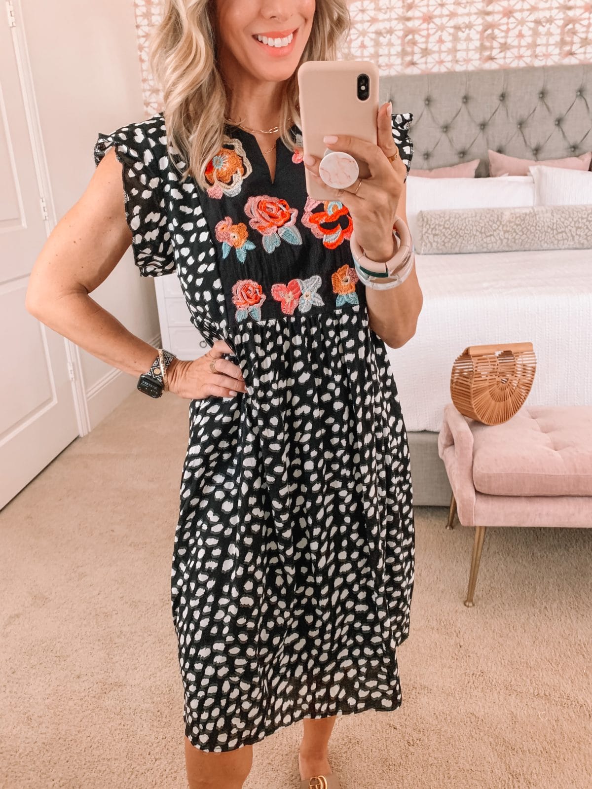 Amazon Fashion Faves, Polka Dot Embroidered Dress and Sandals 