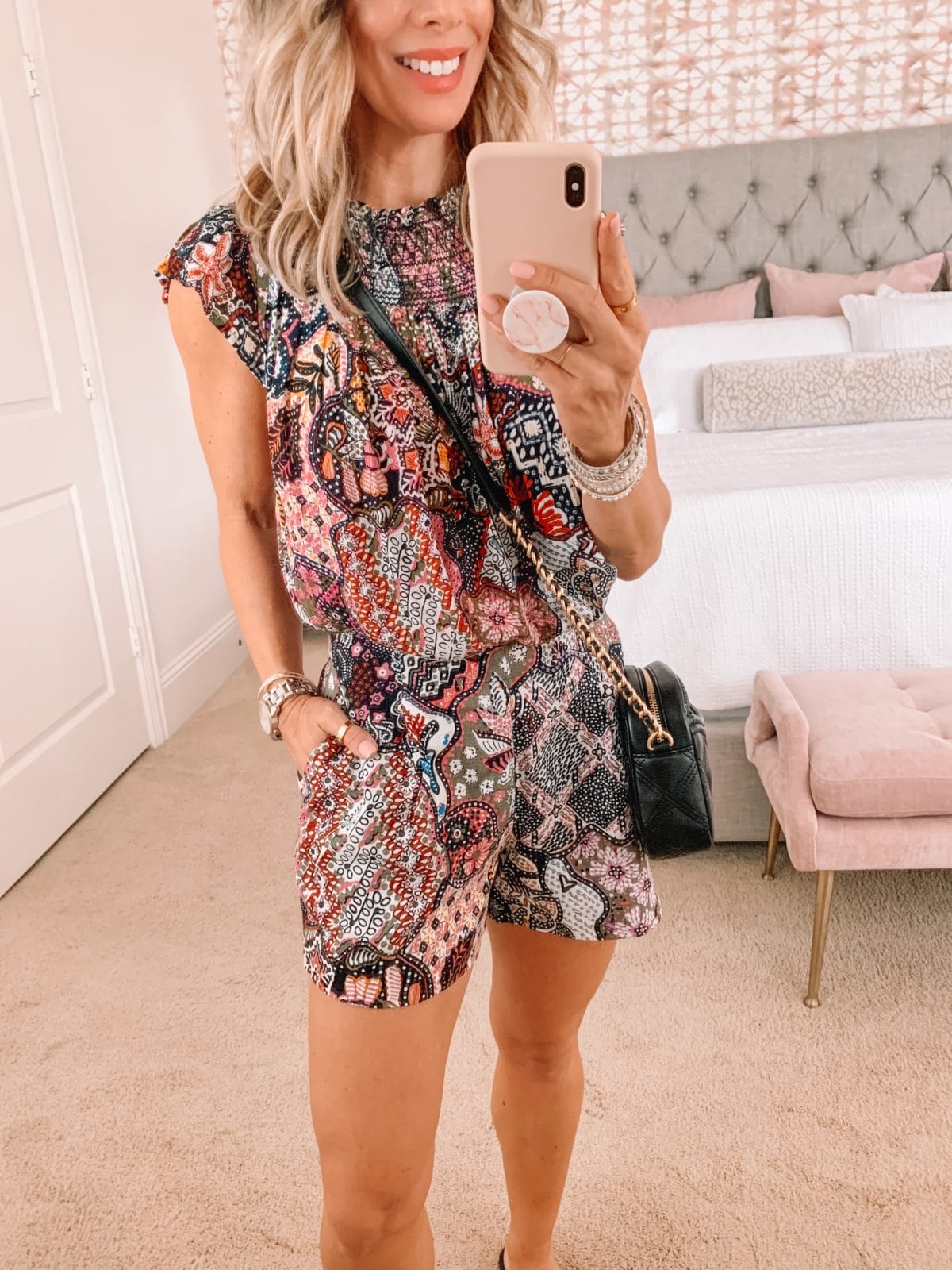 Dressing Room Finds LOFT, Paisley Print TOp and matching Shorts, Crossbody