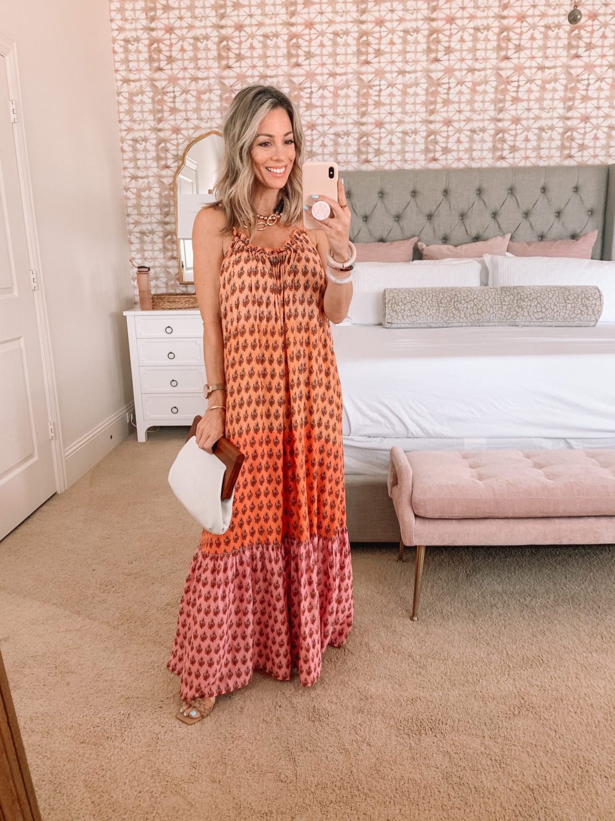 Dressing Room Finds, Maxi Dress and Clutch 