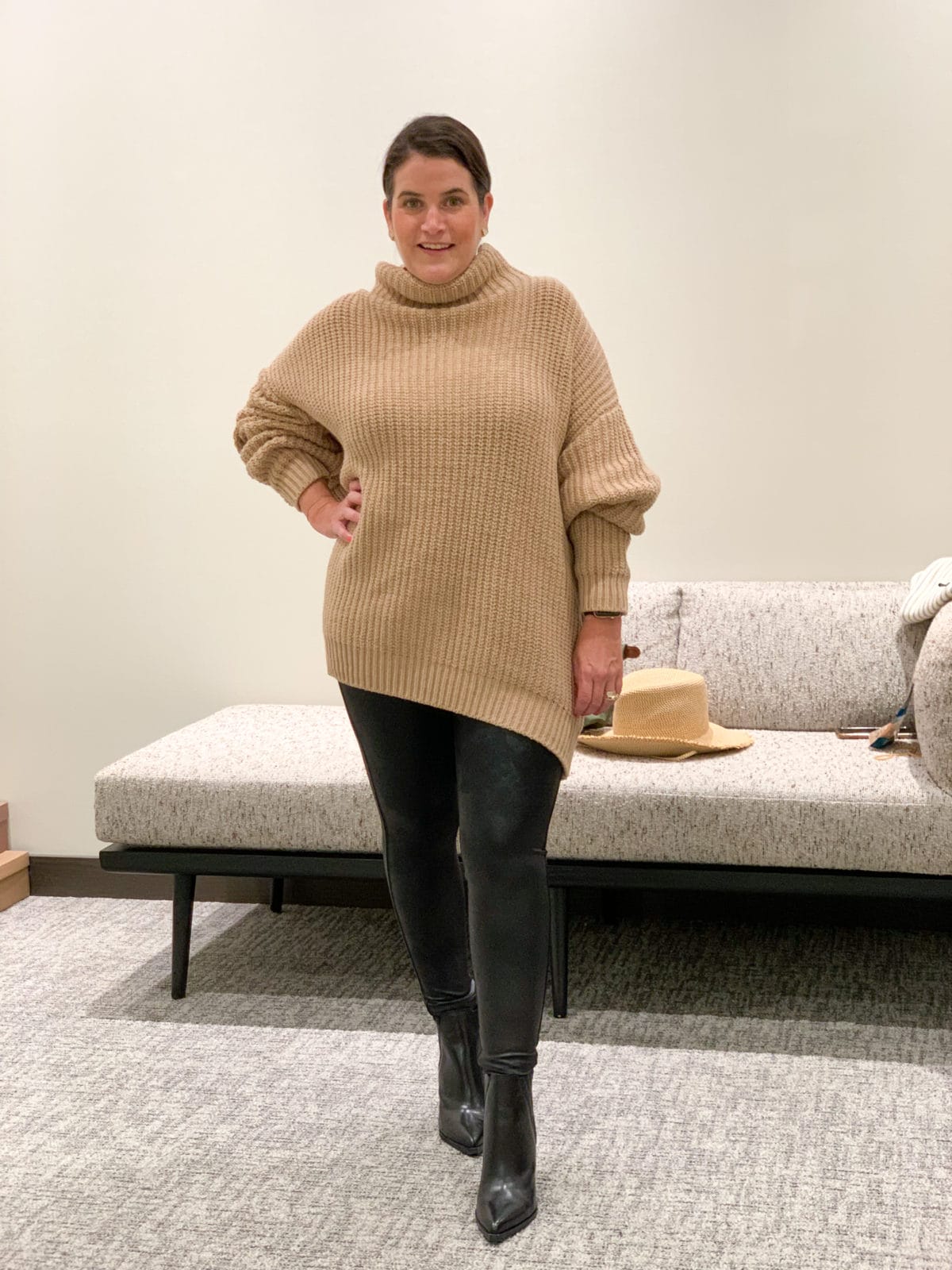 Nordstrom Anniversary Sale, Sweater, and leggings with Booties 