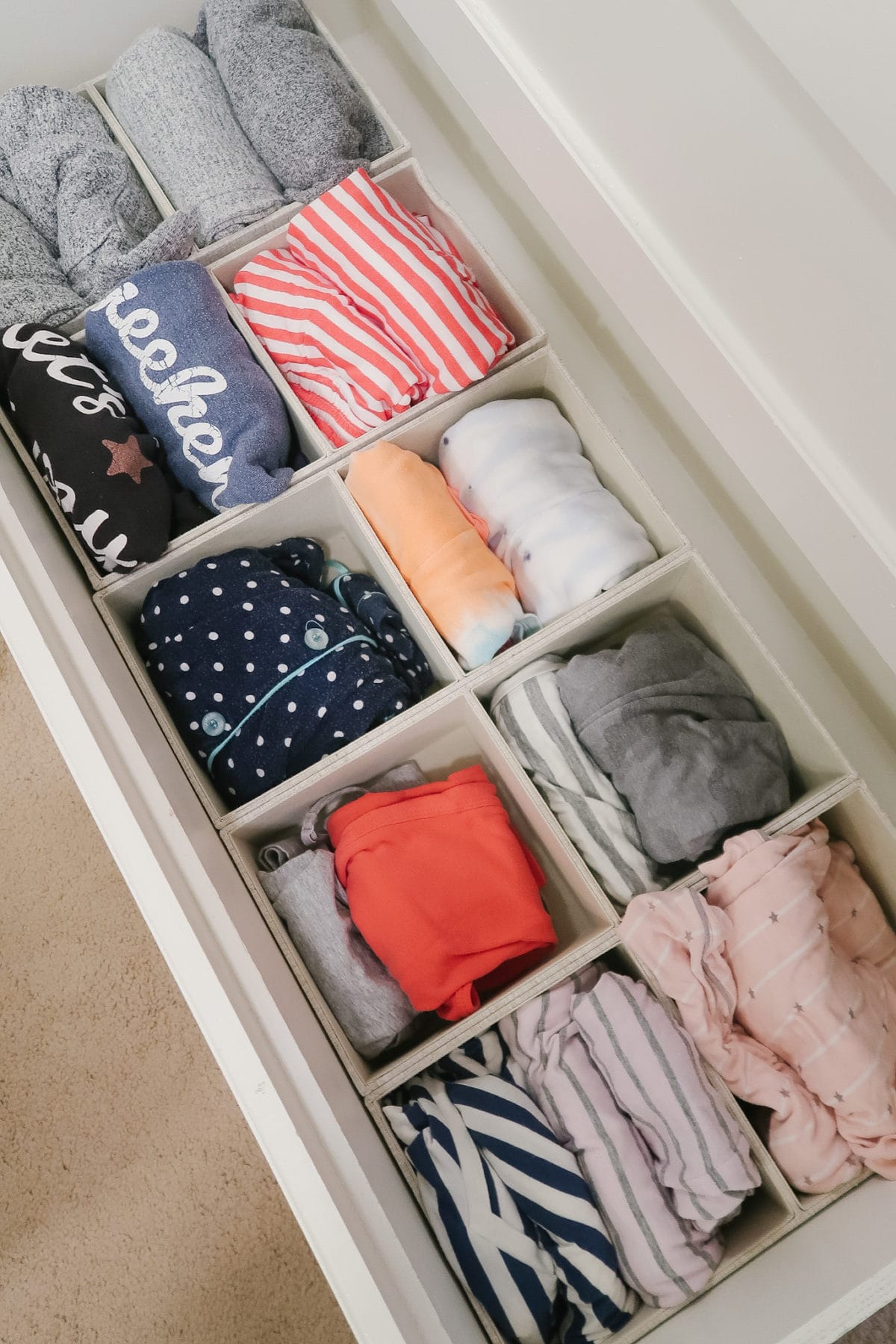 Organized Master Closet - pajama drawer