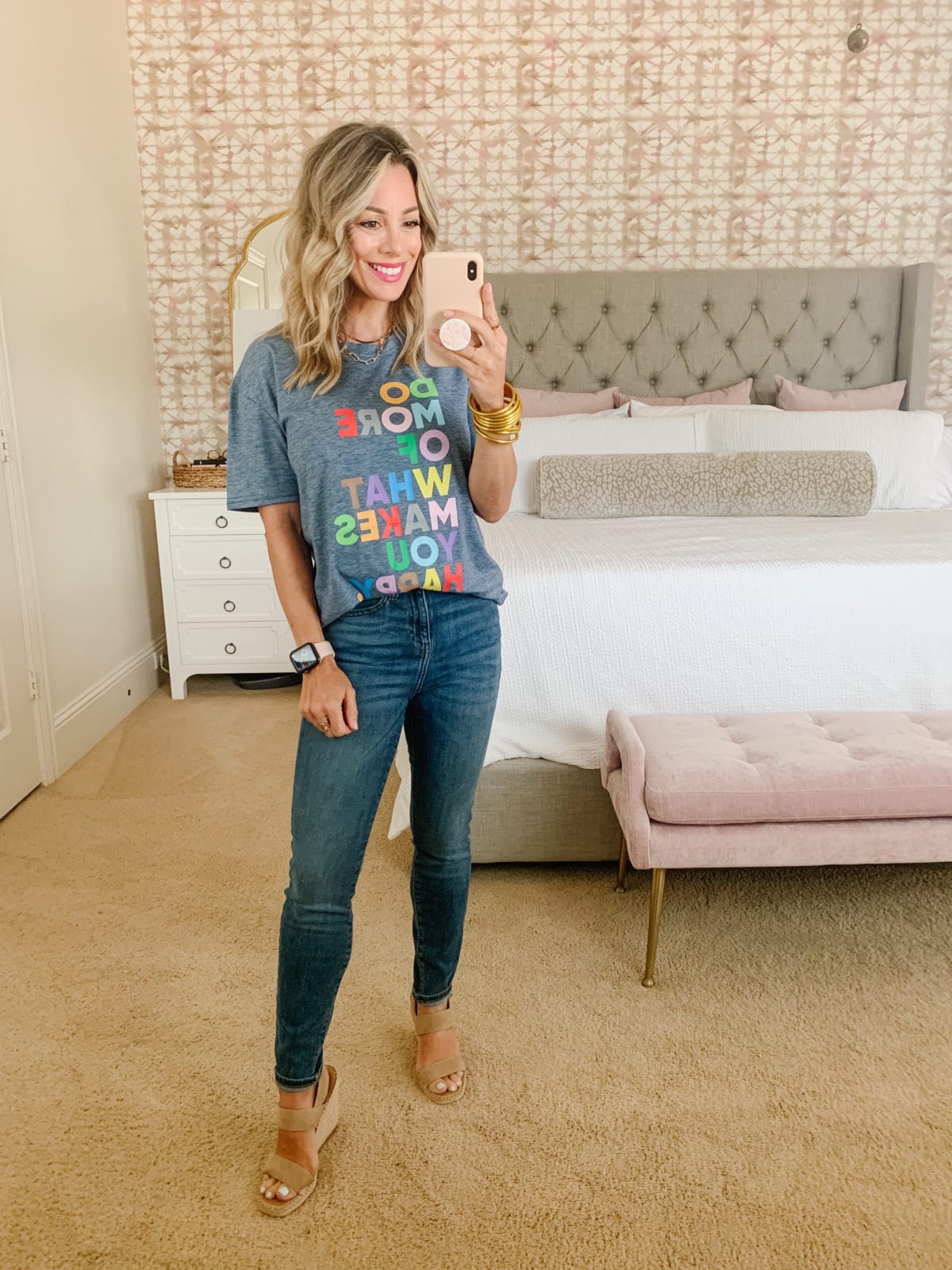 Amazon Fashion Faves, Graphic Tee and Jeans with Wedges 