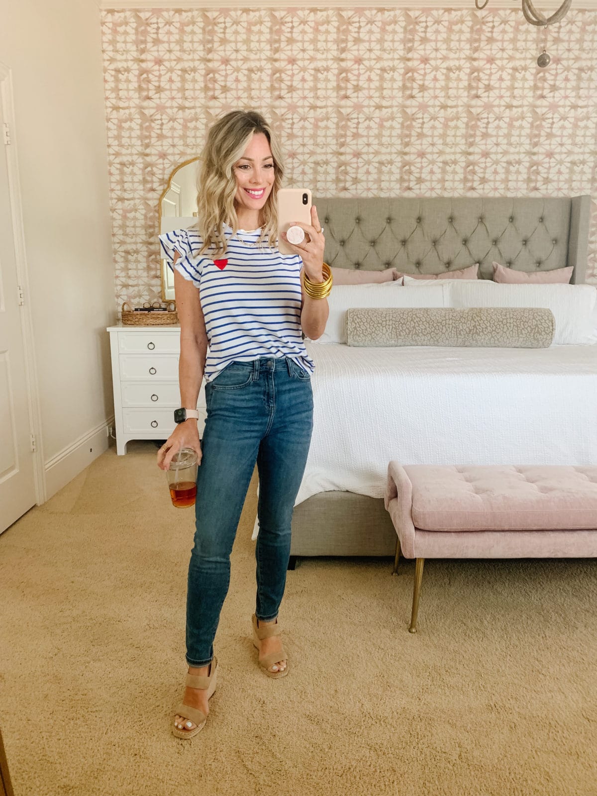 Amazon Fashion Faves, Stripe Tee and Jeans with Wedges 