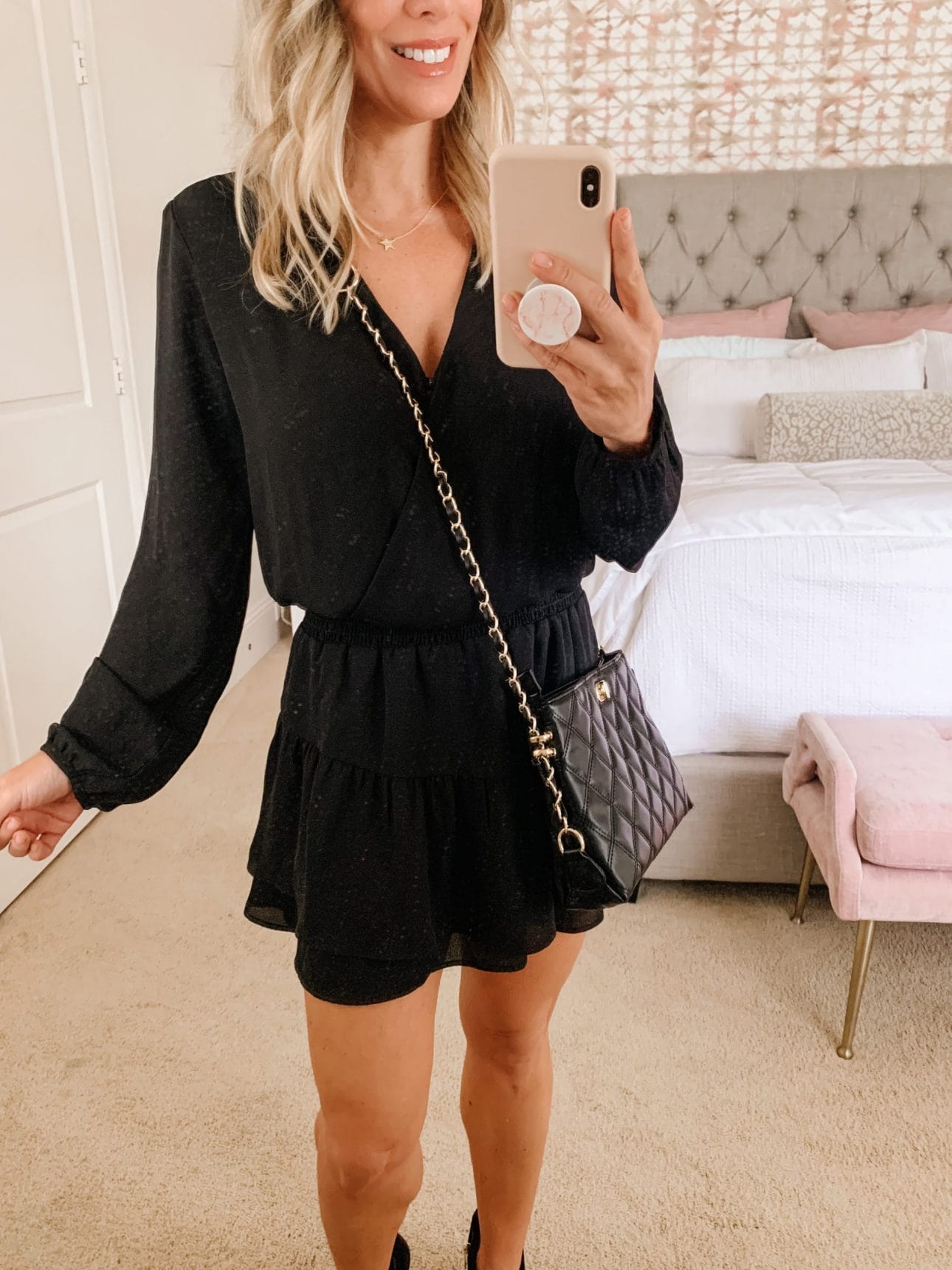 LBD and booties with crossbody 