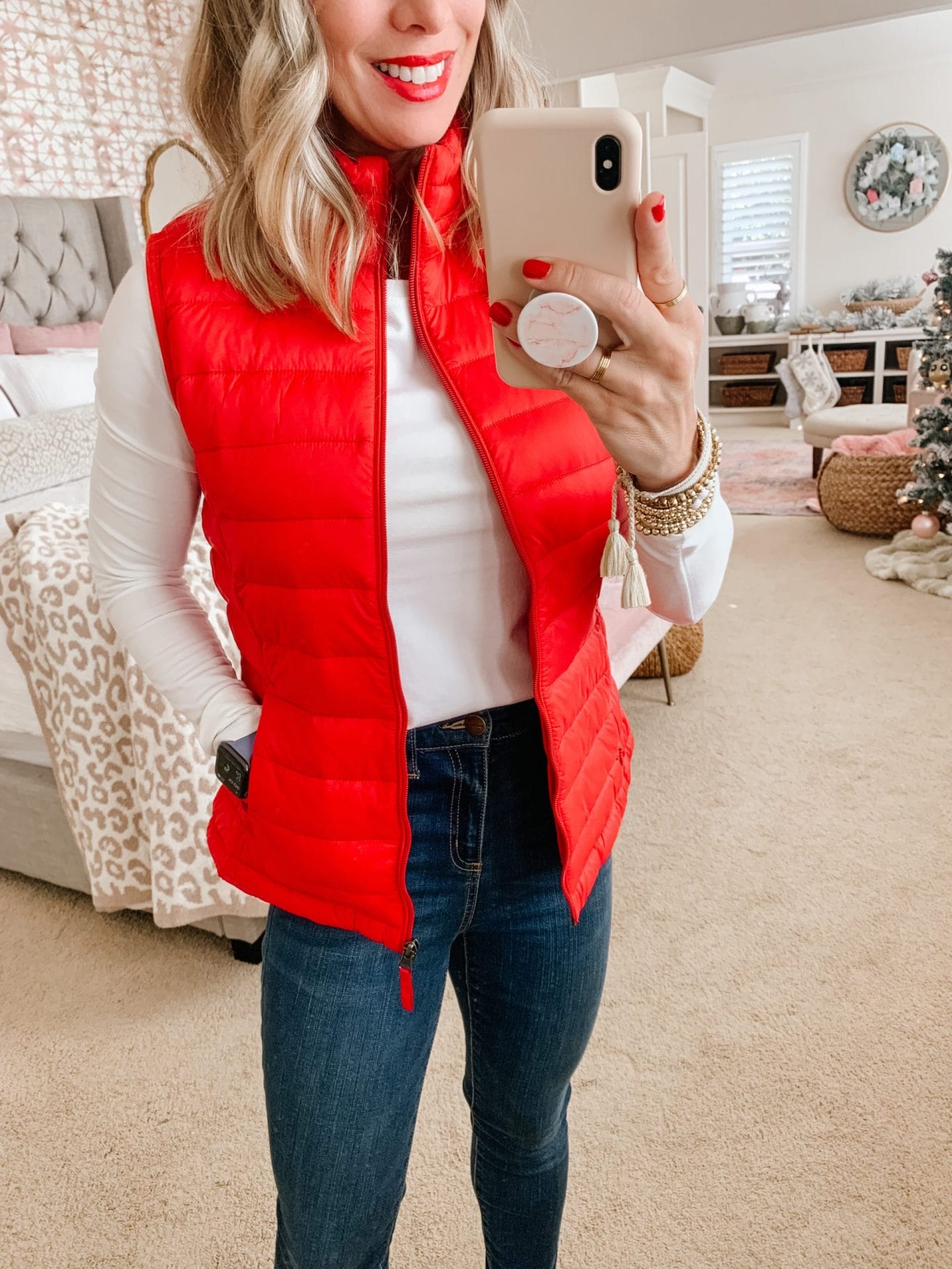 Amazon Fashion, Tee, Puffer Vest, Jeans, Booties 