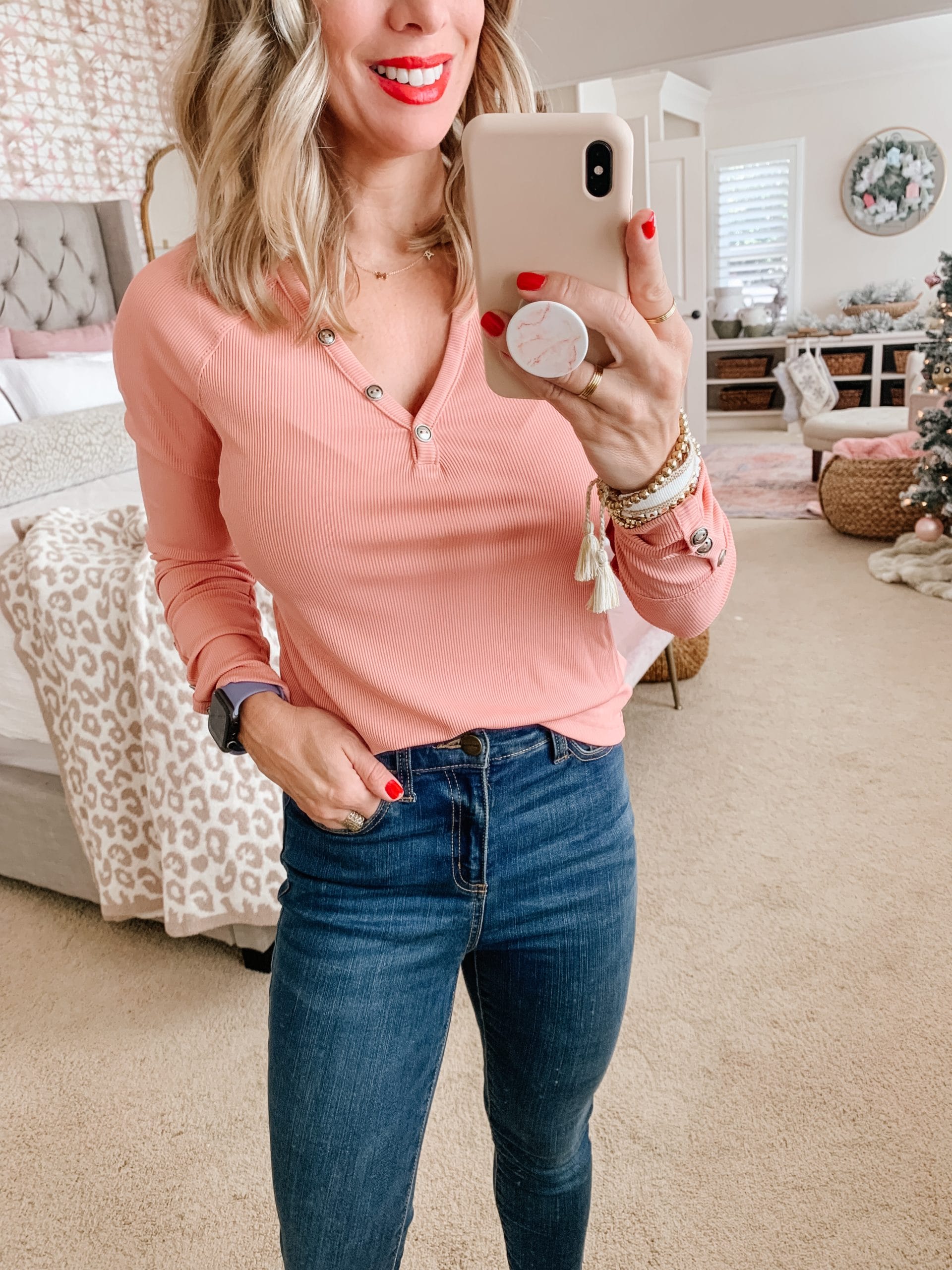 Amazon Fashion, Henley Top, Jeans, Booties 