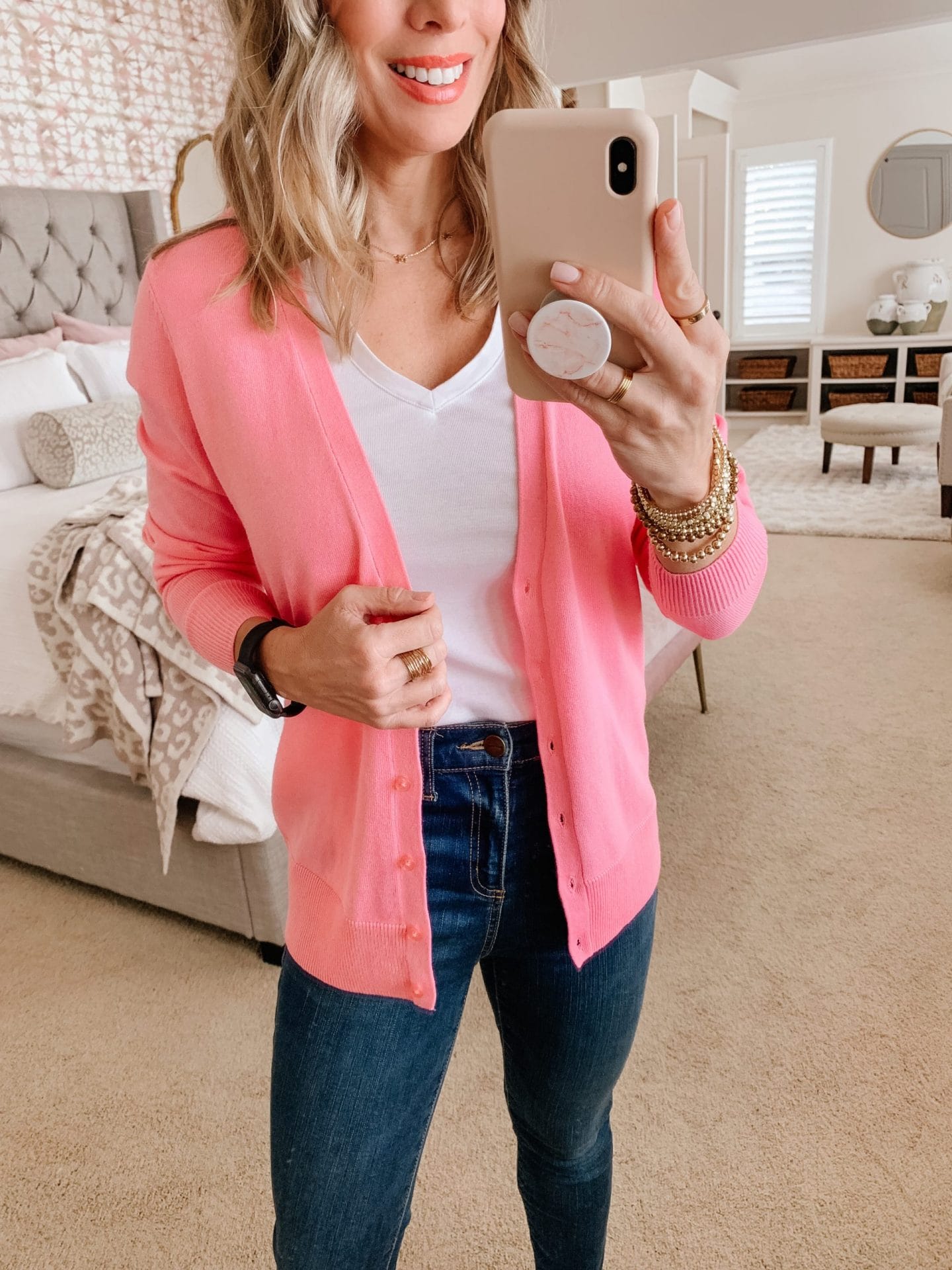 Amazon Fashion Finds, Cardigan, Tee and Jeans with Heels 