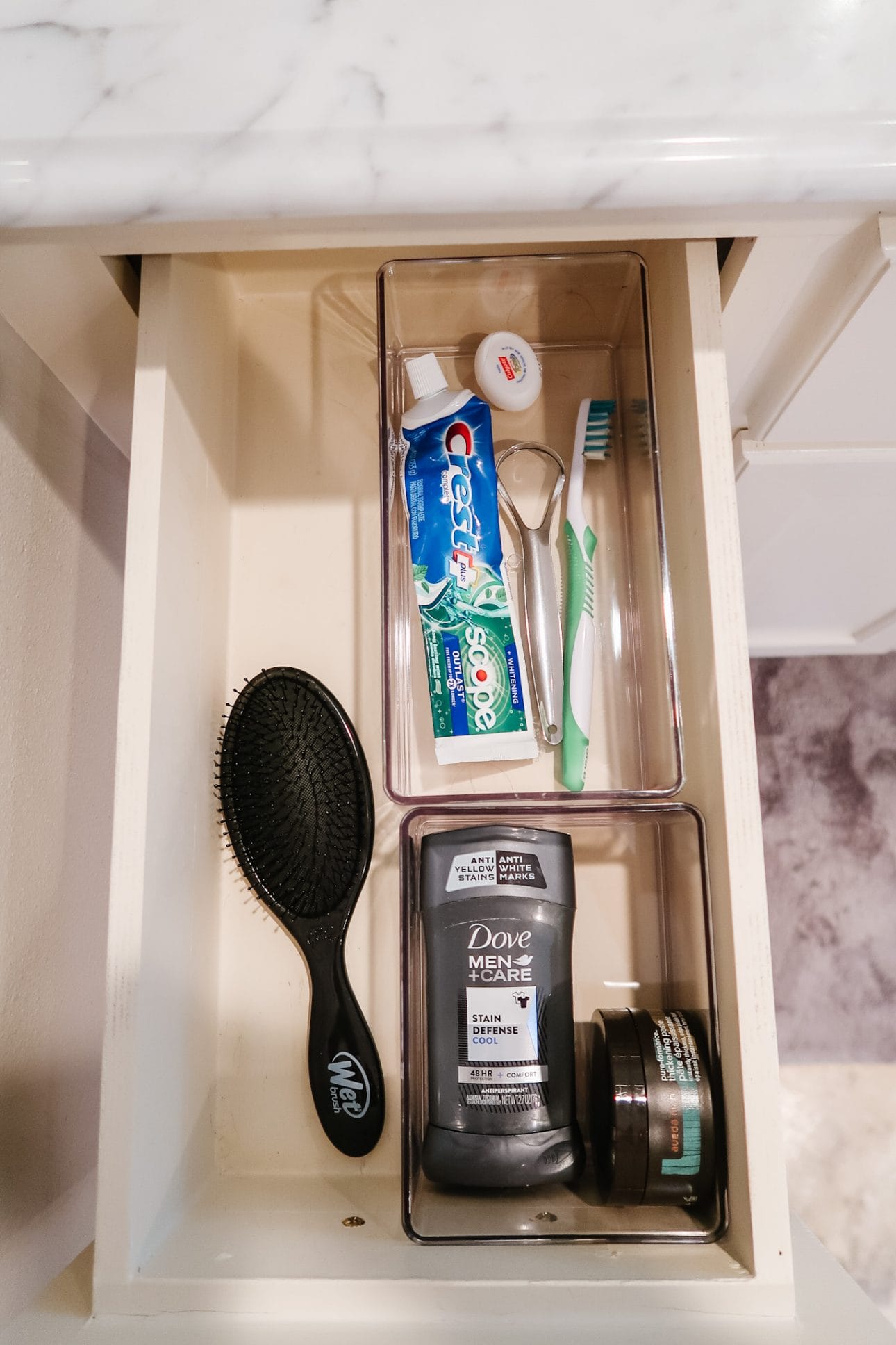 Hair Brush, Toothpaste, Toothbrush, deodorant 