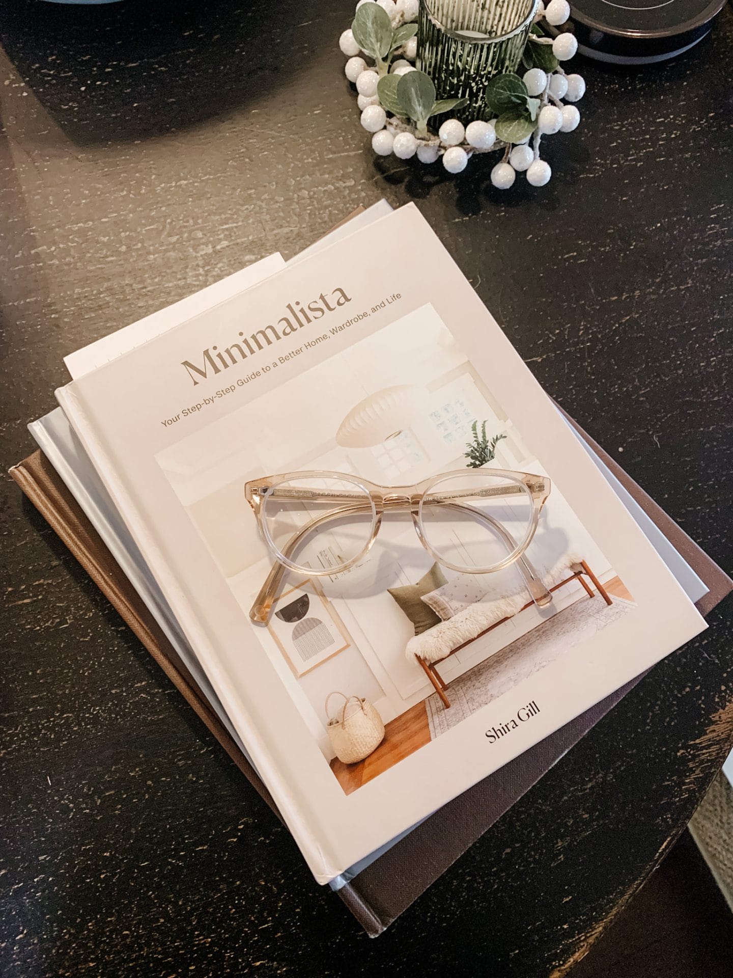 Decor Updates, Minimalista Book, Glasses, Wreath Ornament 