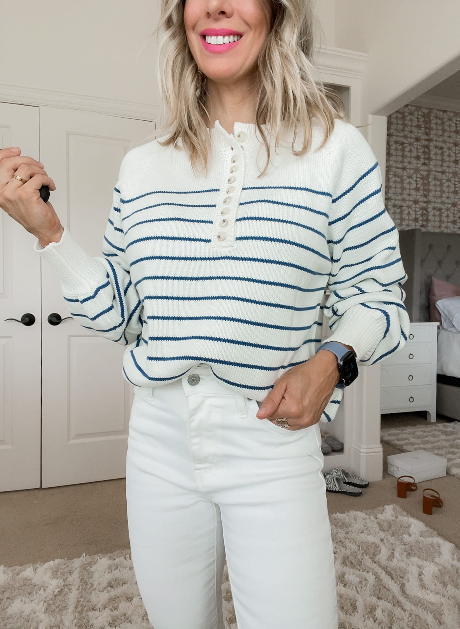 Amazon Fashion, Striped Sweater, Jeans