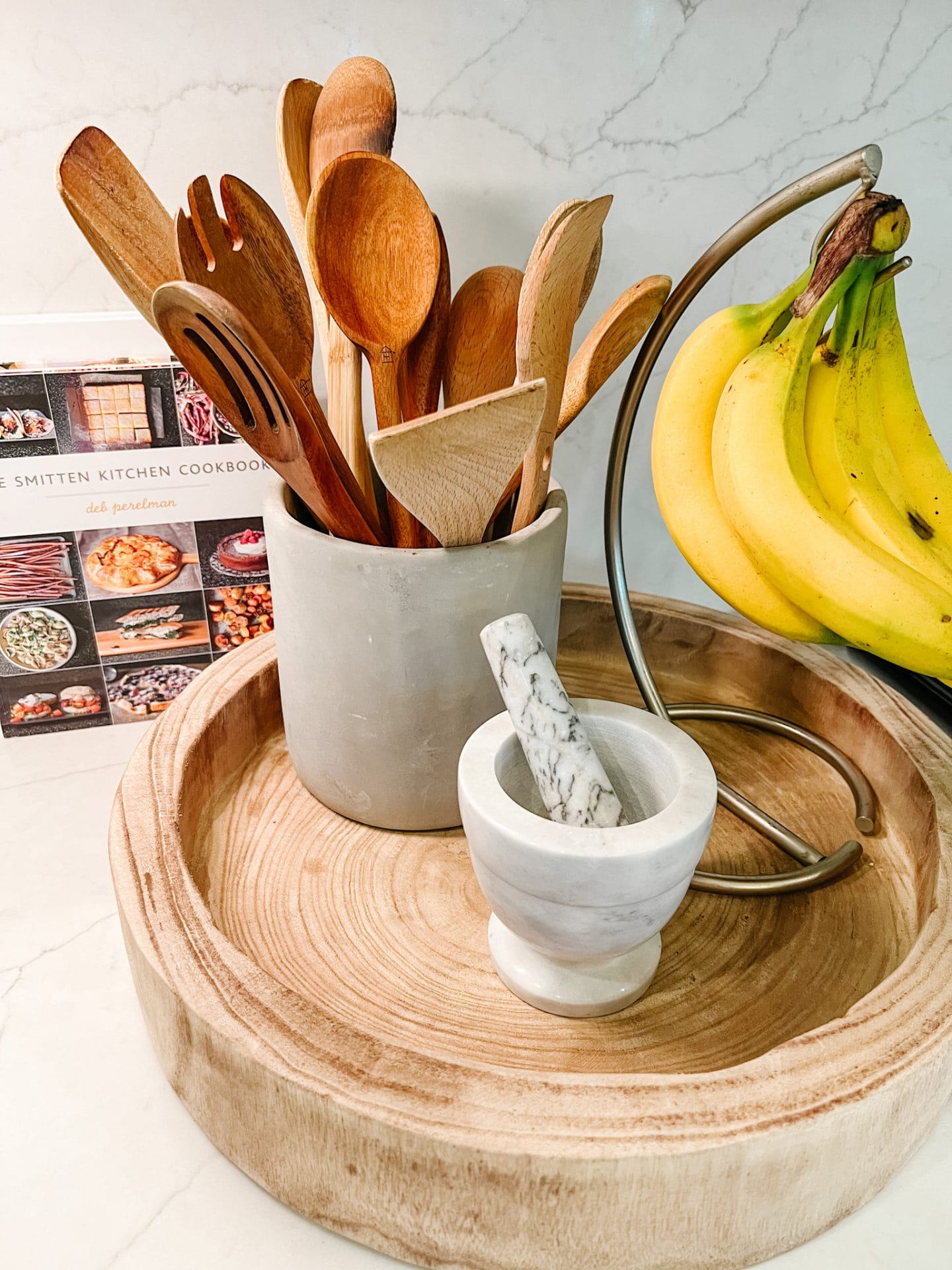 Wooden Tray, Mortar and Pestle, Banana Hook, Wooden spoons